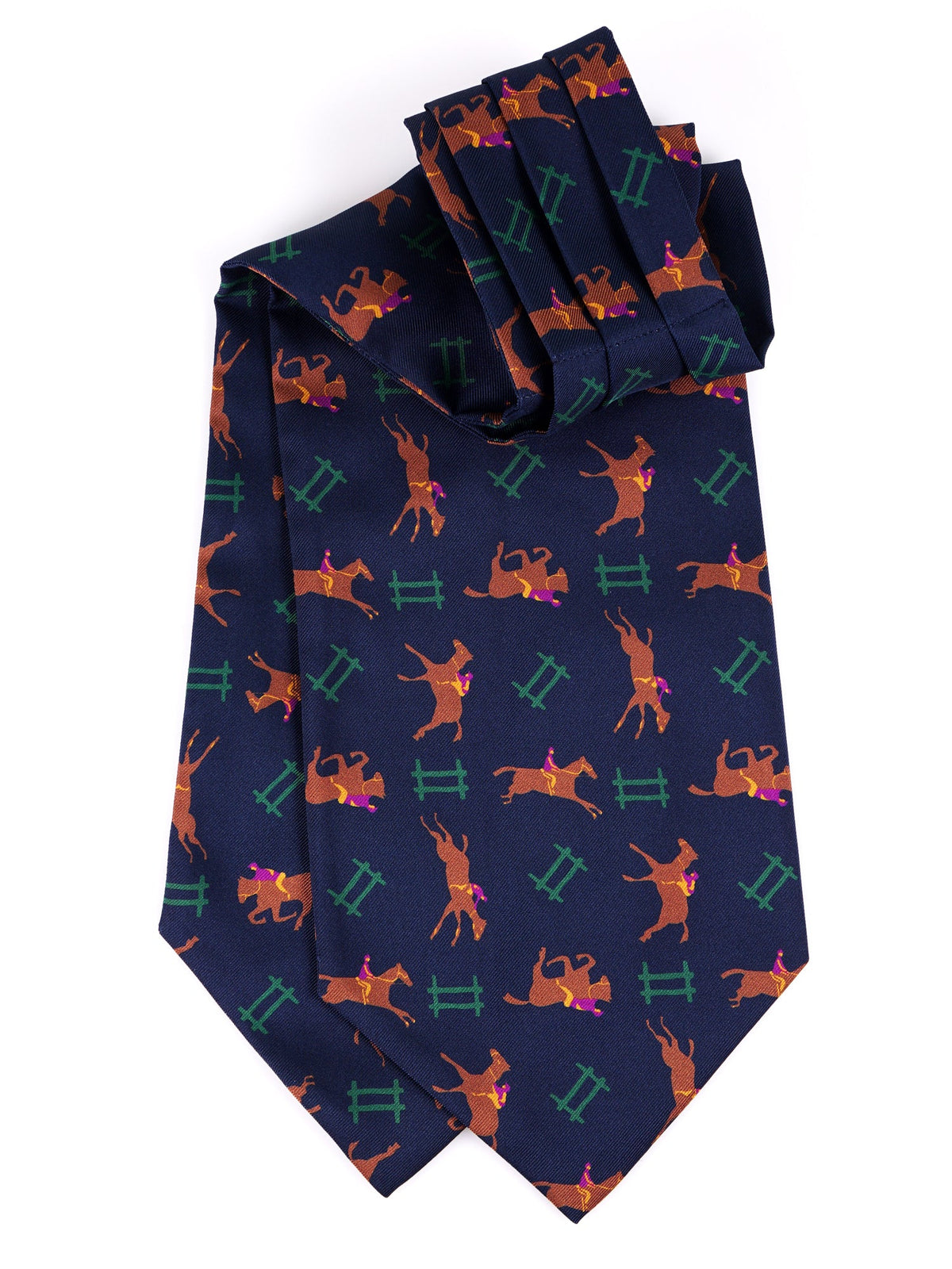 Blue printed silk double-pointed ascot JUMP