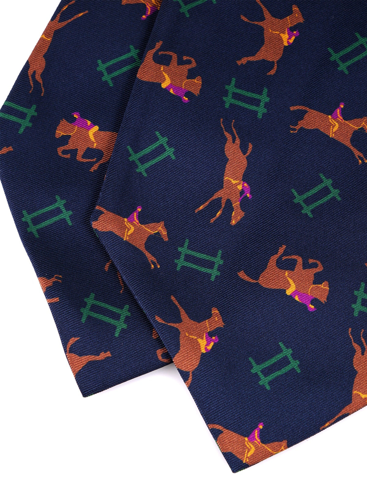 Blue printed silk double-pointed ascot JUMP