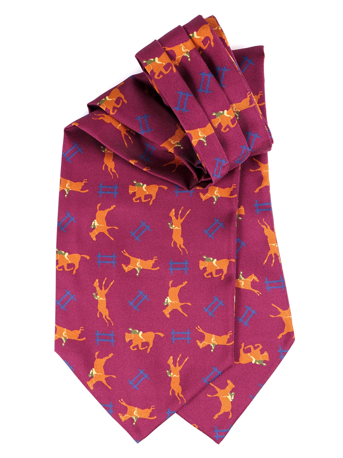 Double Point Burgundy Printed Silk Ascot JUMP
