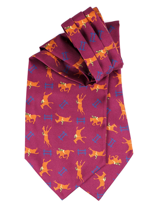 Double Point Burgundy Printed Silk Ascot JUMP