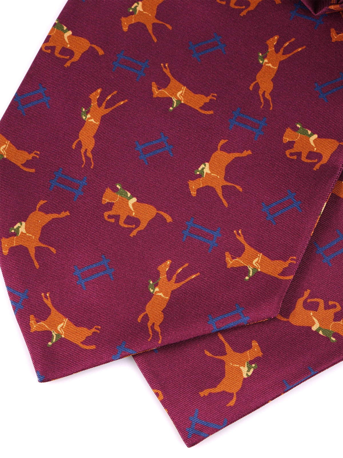 Double Point Burgundy Printed Silk Ascot JUMP