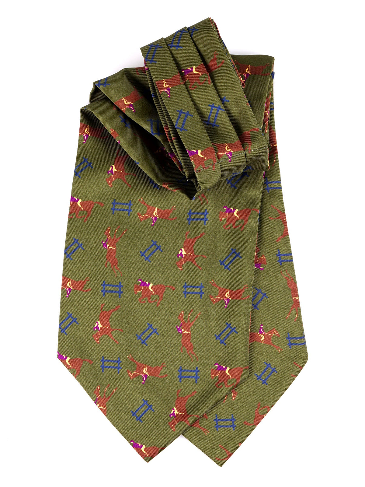 Green printed silk double-ended ascot JUMP