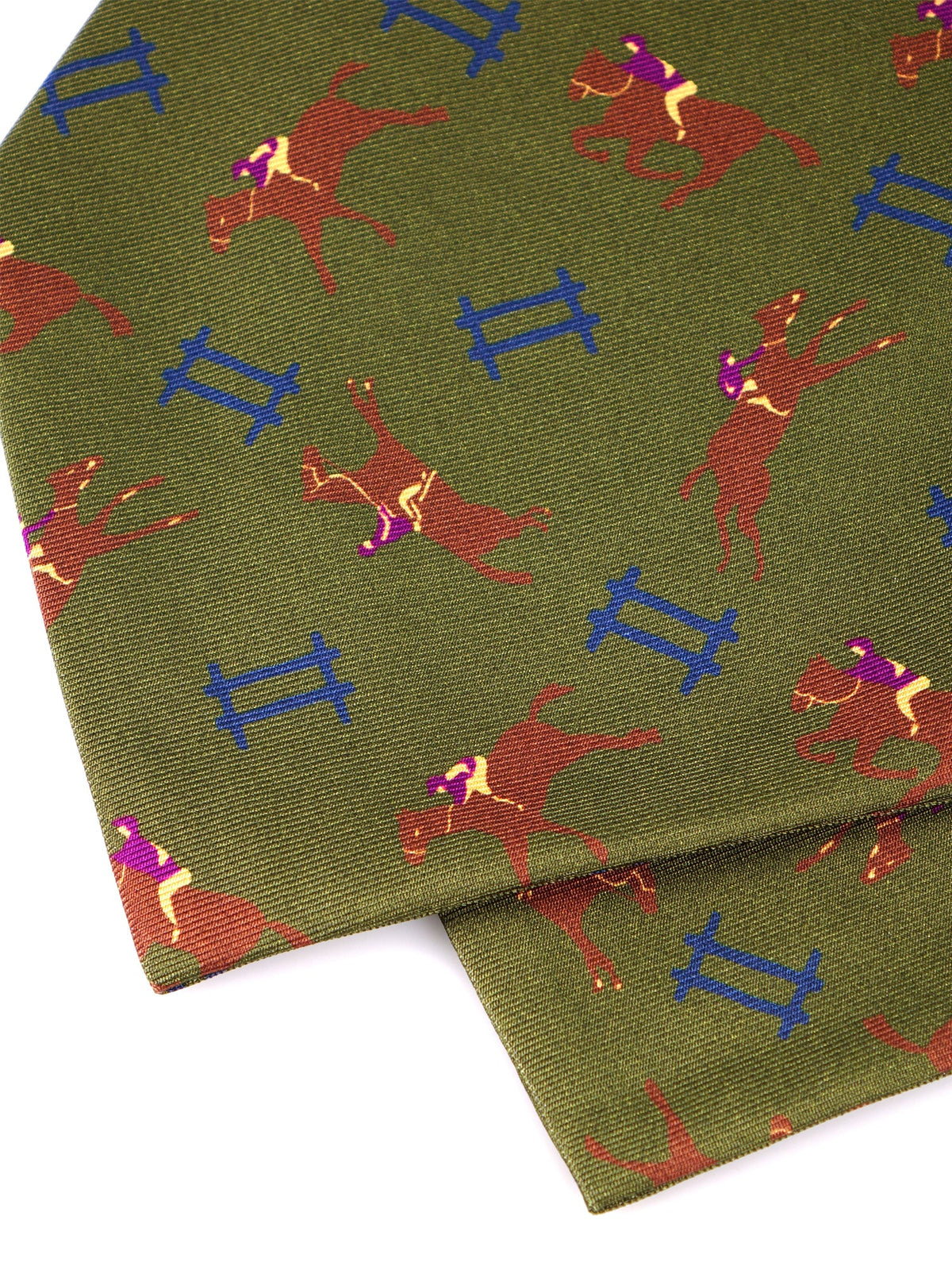 Green printed silk double-ended ascot JUMP