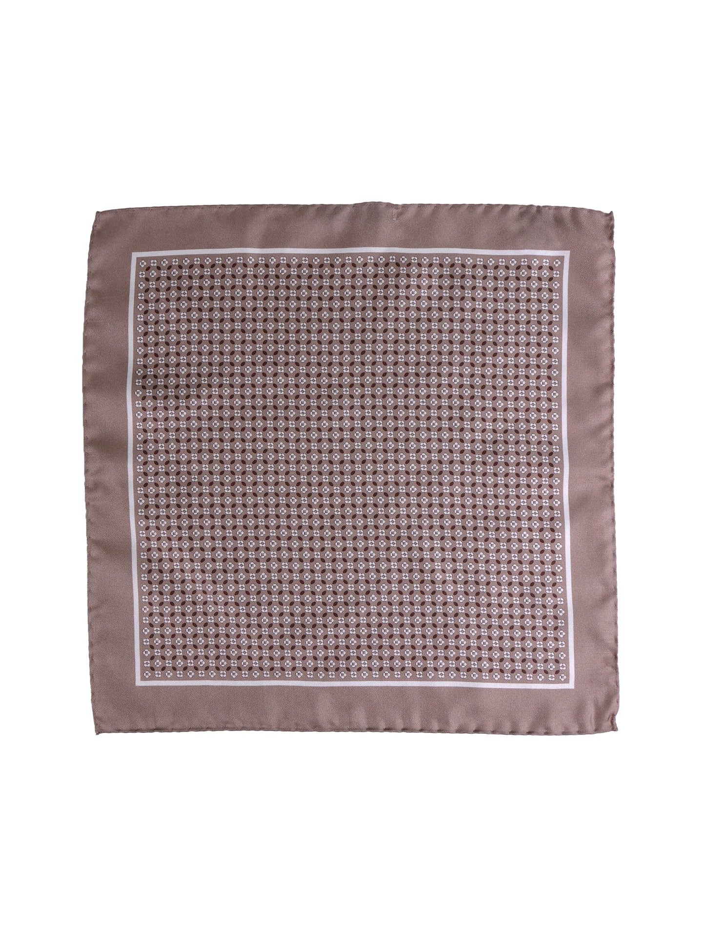 Beige printed silk pocket square KAREN