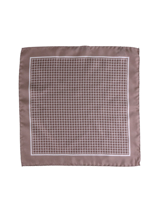 Beige printed silk pocket square KAREN