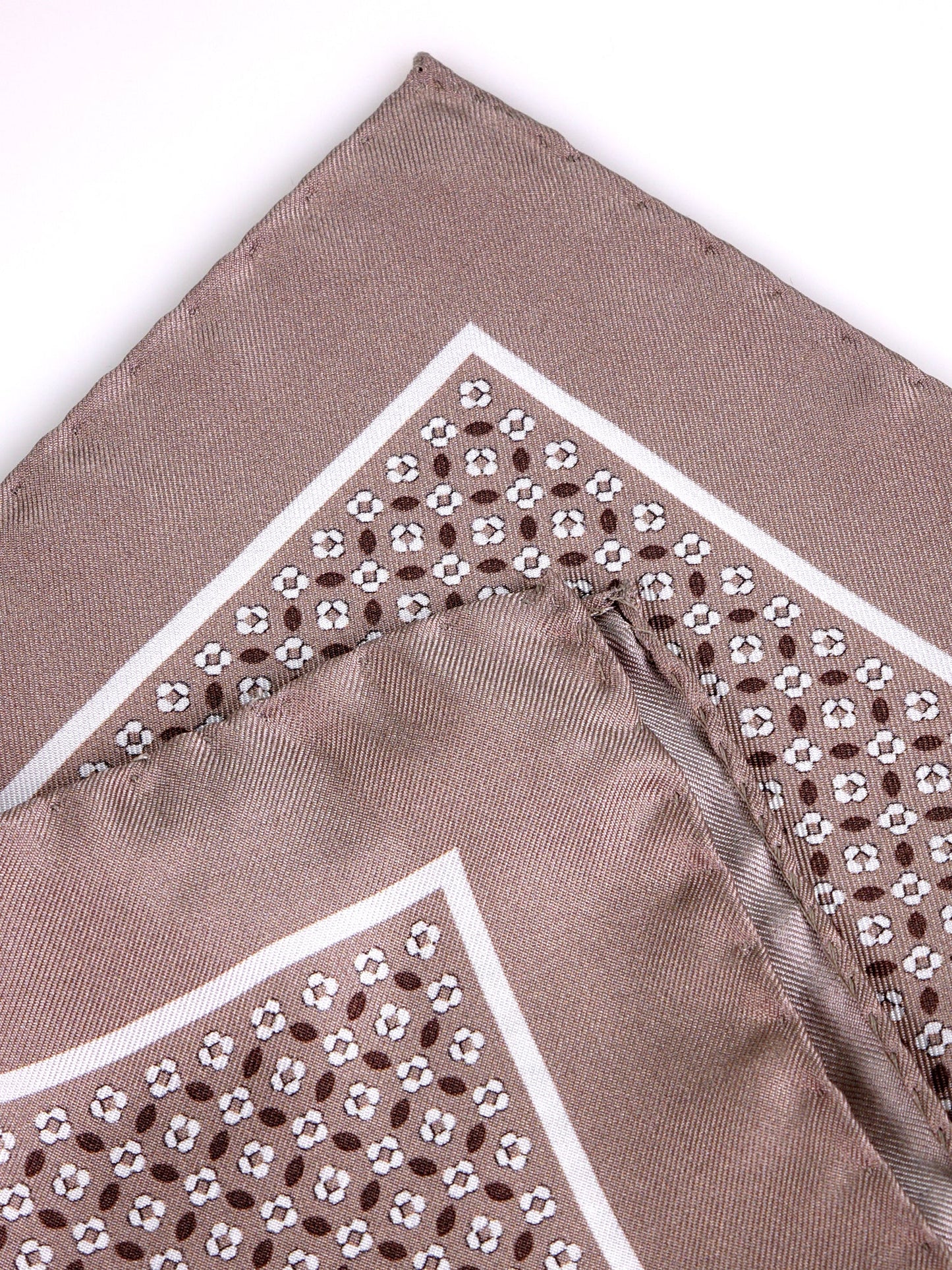 Beige printed silk pocket square KAREN