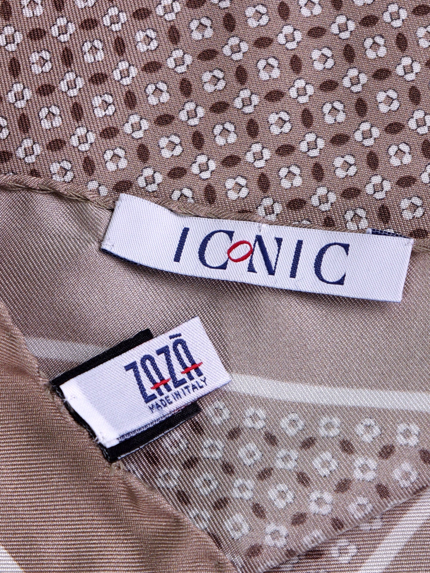 Beige printed silk pocket square KAREN