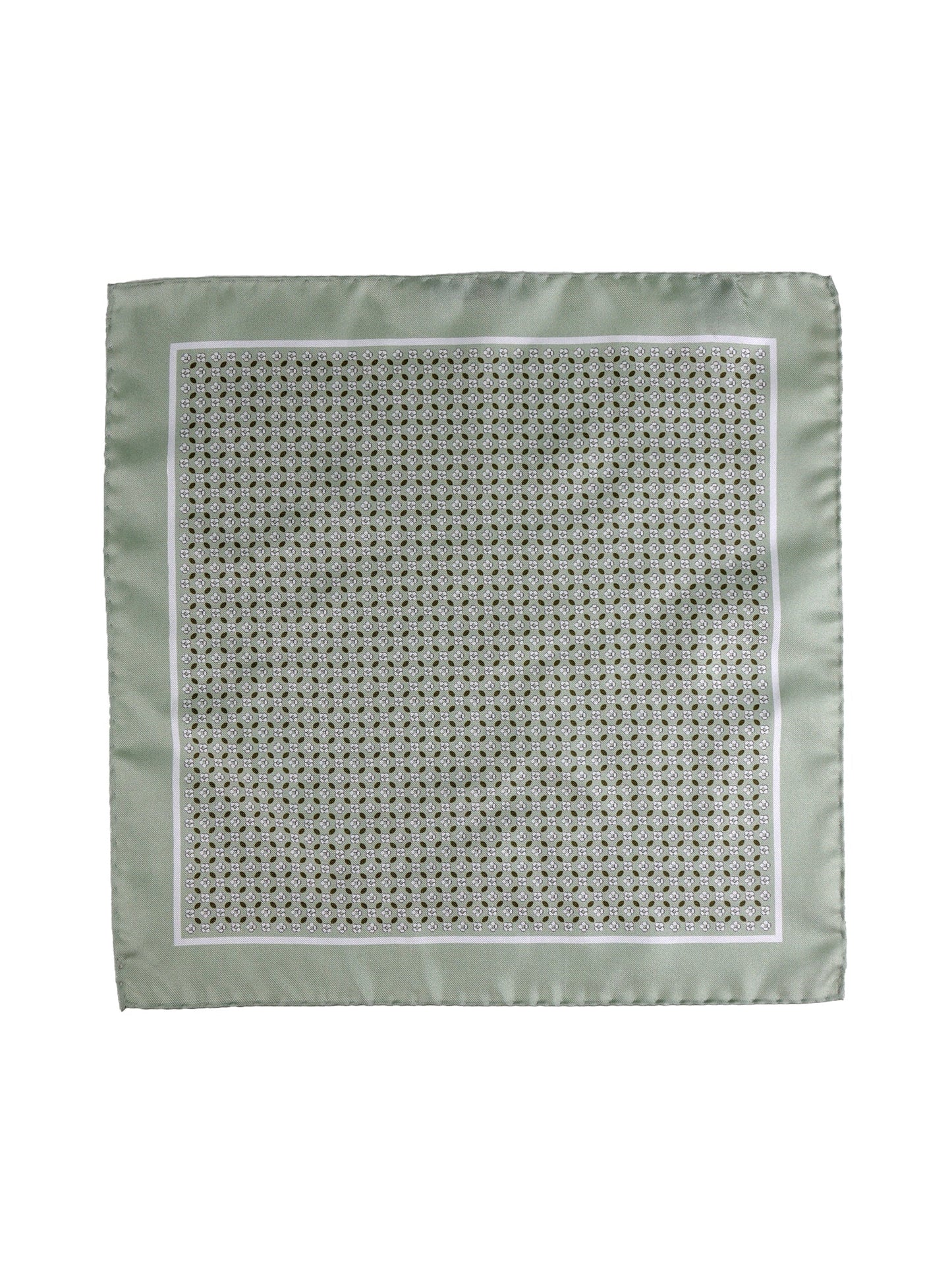 KAREN green printed silk pocket square