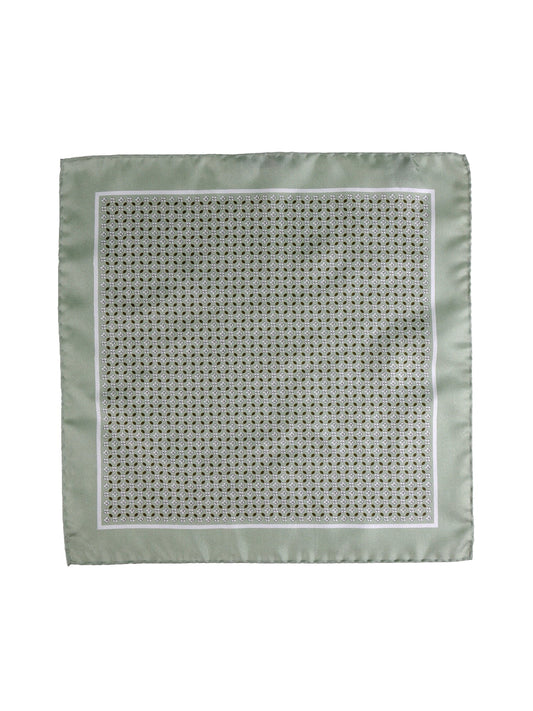 KAREN green printed silk pocket square
