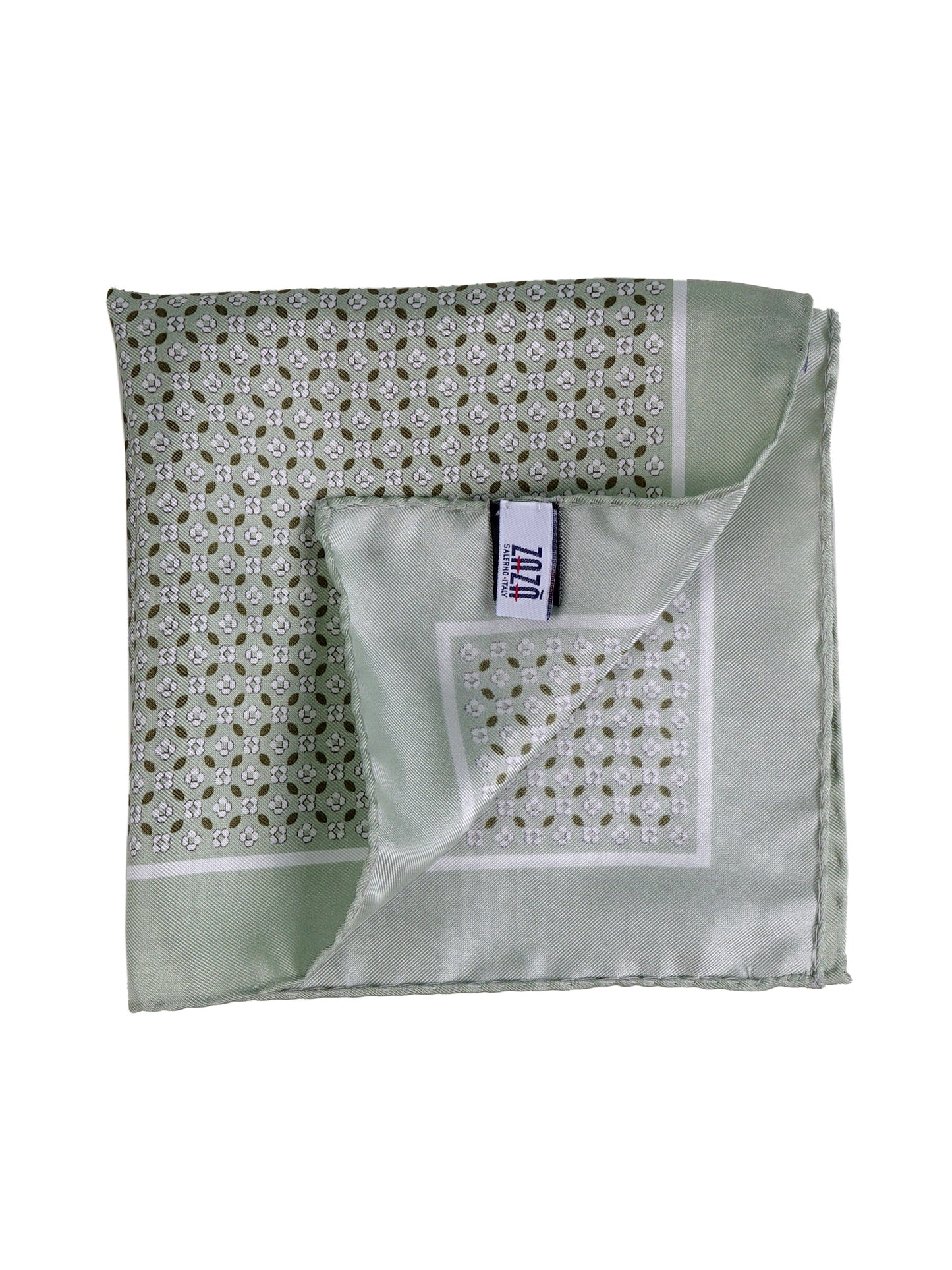 KAREN green printed silk pocket square