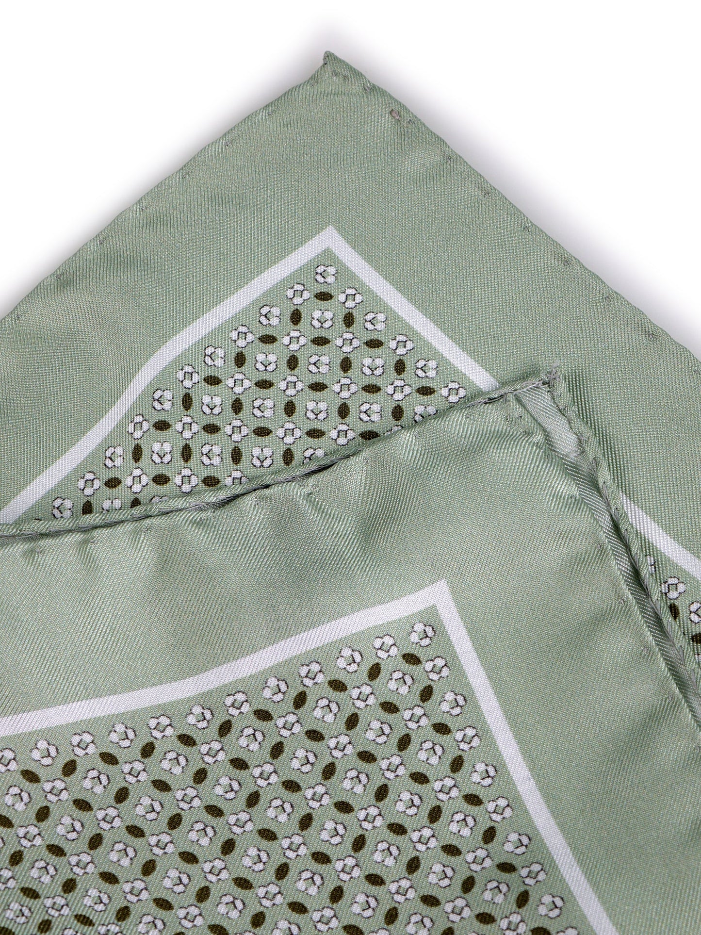 KAREN green printed silk pocket square