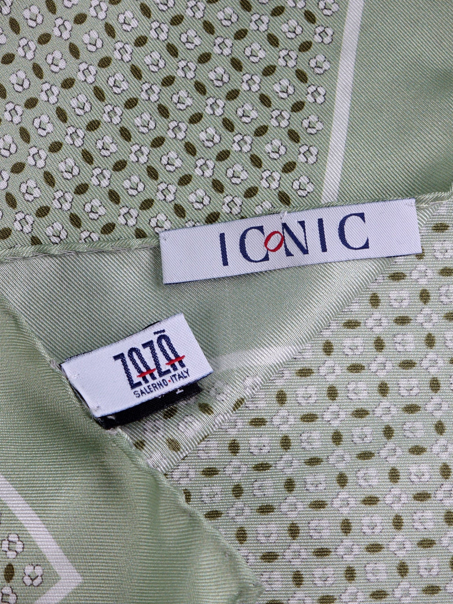 KAREN green printed silk pocket square