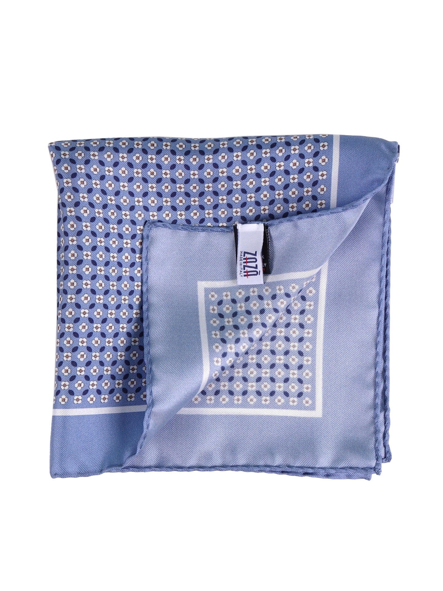 KAREN light blue printed silk pocket square