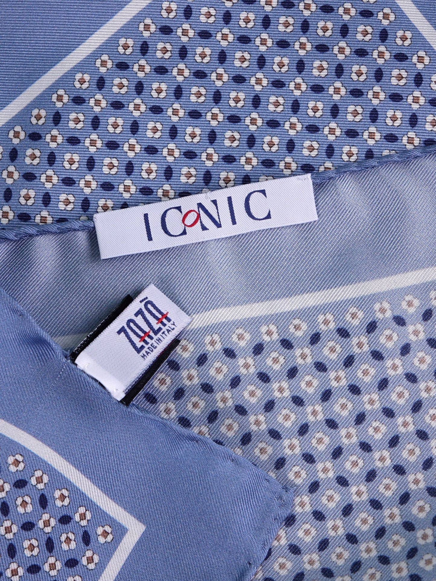 KAREN light blue printed silk pocket square