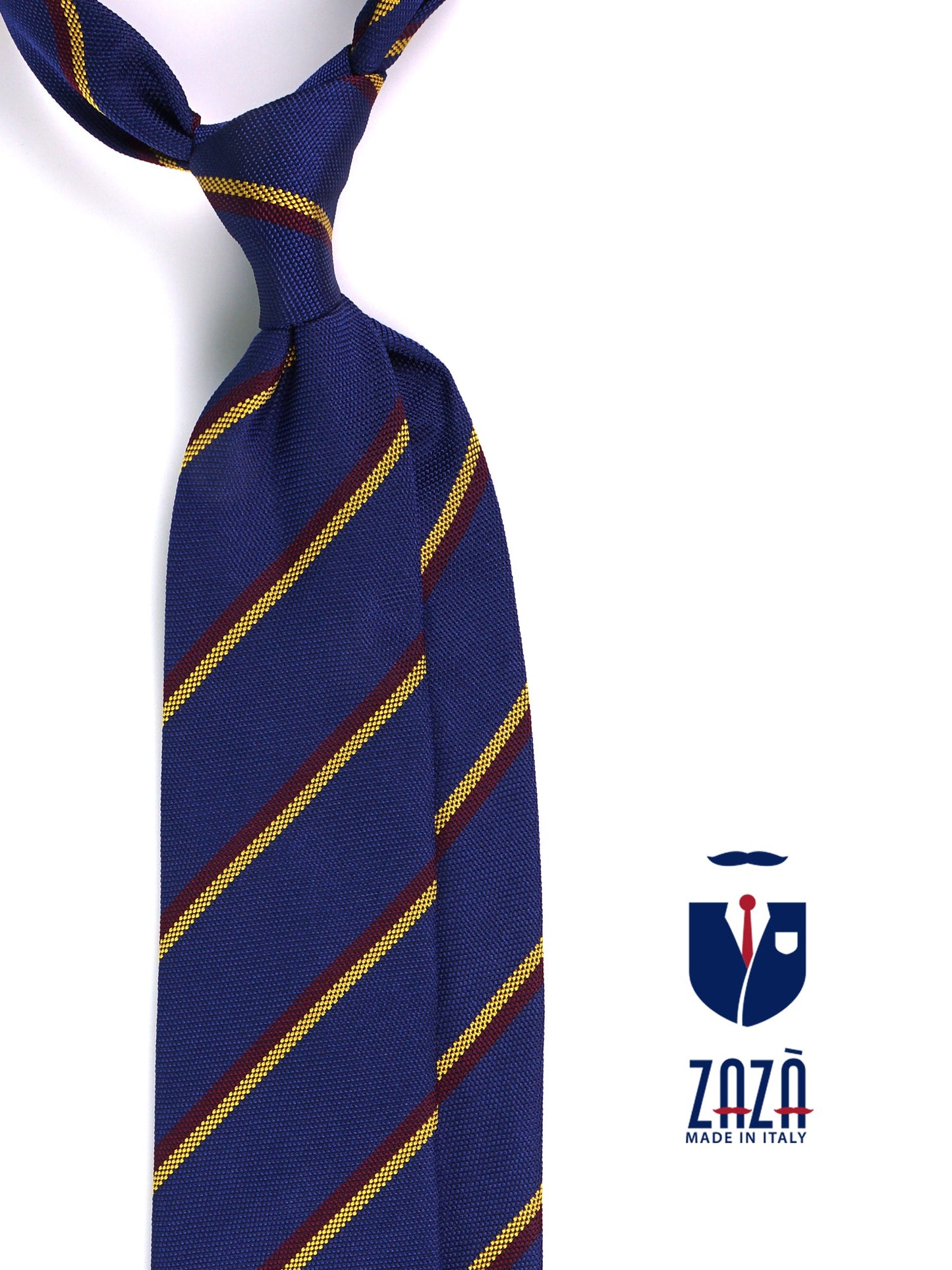 KENT 3-fold tie in blue jacquard silk