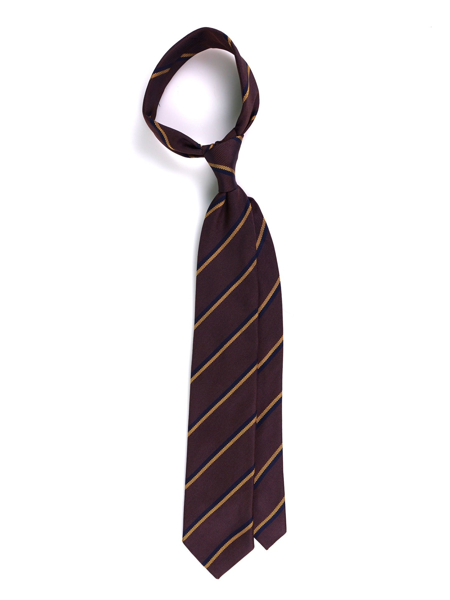 KENT 3-fold tie in brown jacquard silk