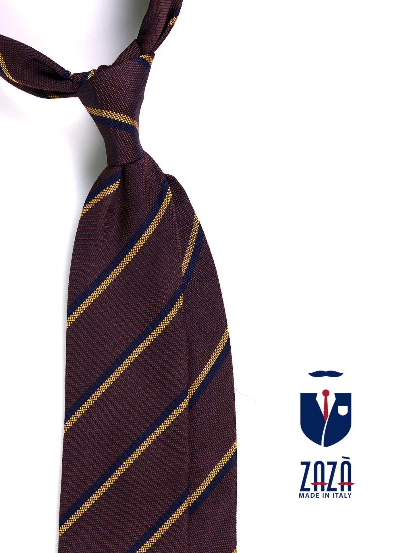KENT 3-fold tie in brown jacquard silk
