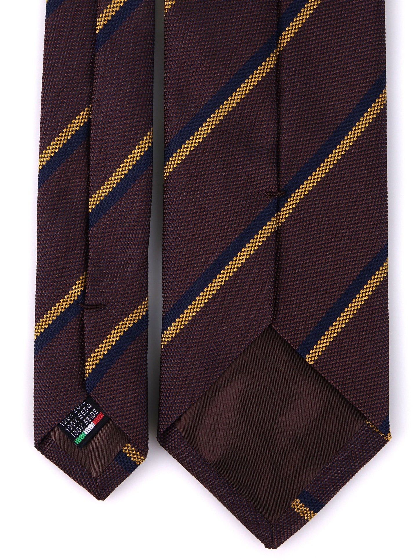 KENT 3-fold tie in brown jacquard silk