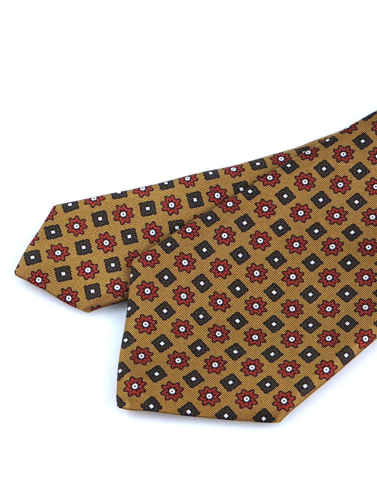 KIMIKO 3-fold tie in camel printed silk