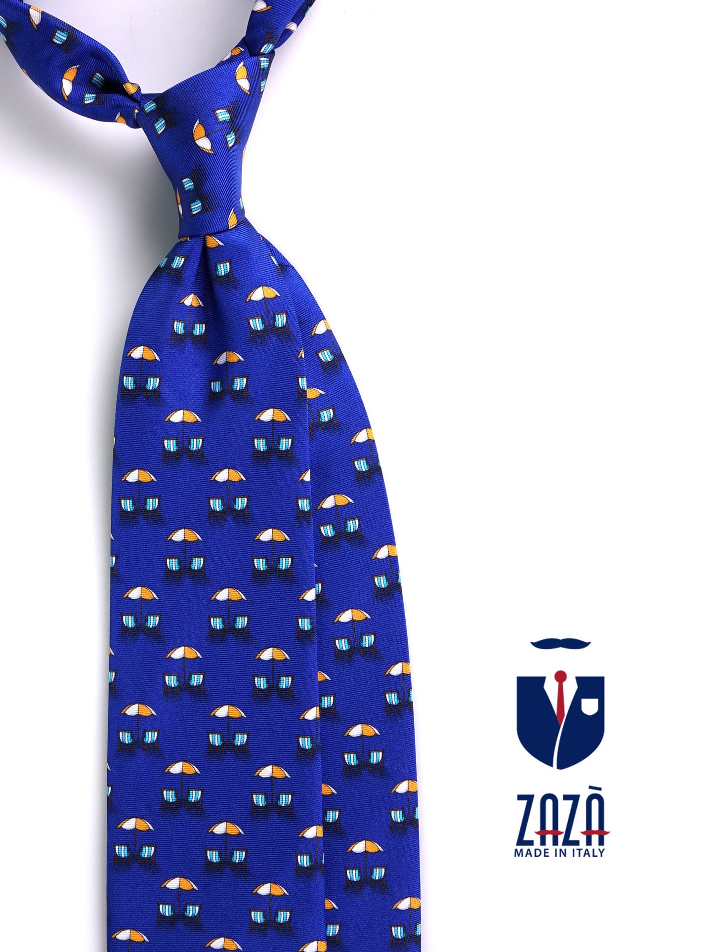 Electric blue silk twill 3-fold tie LAMPO