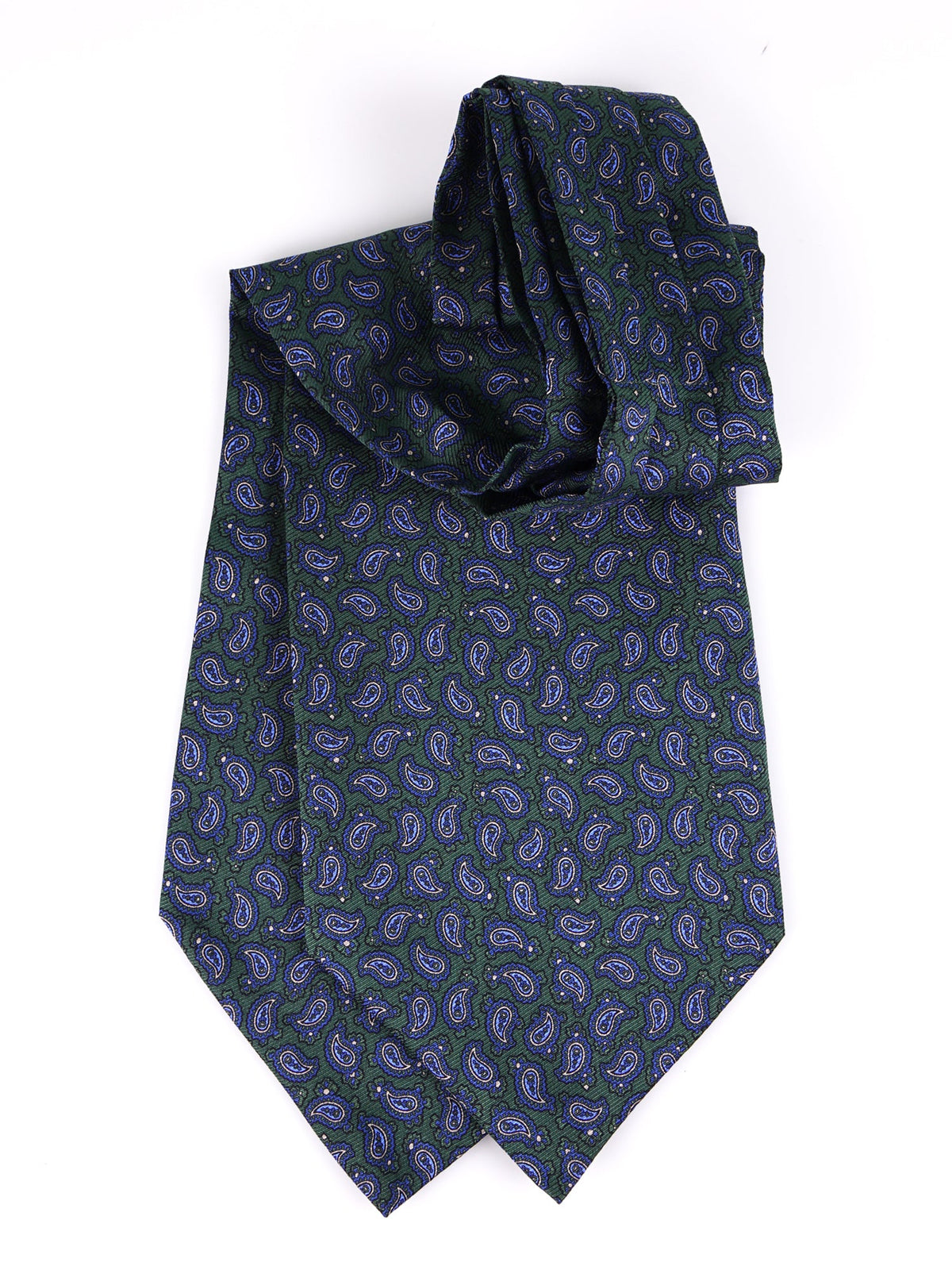 Green double-pointed silk twill ascot LANTERNS