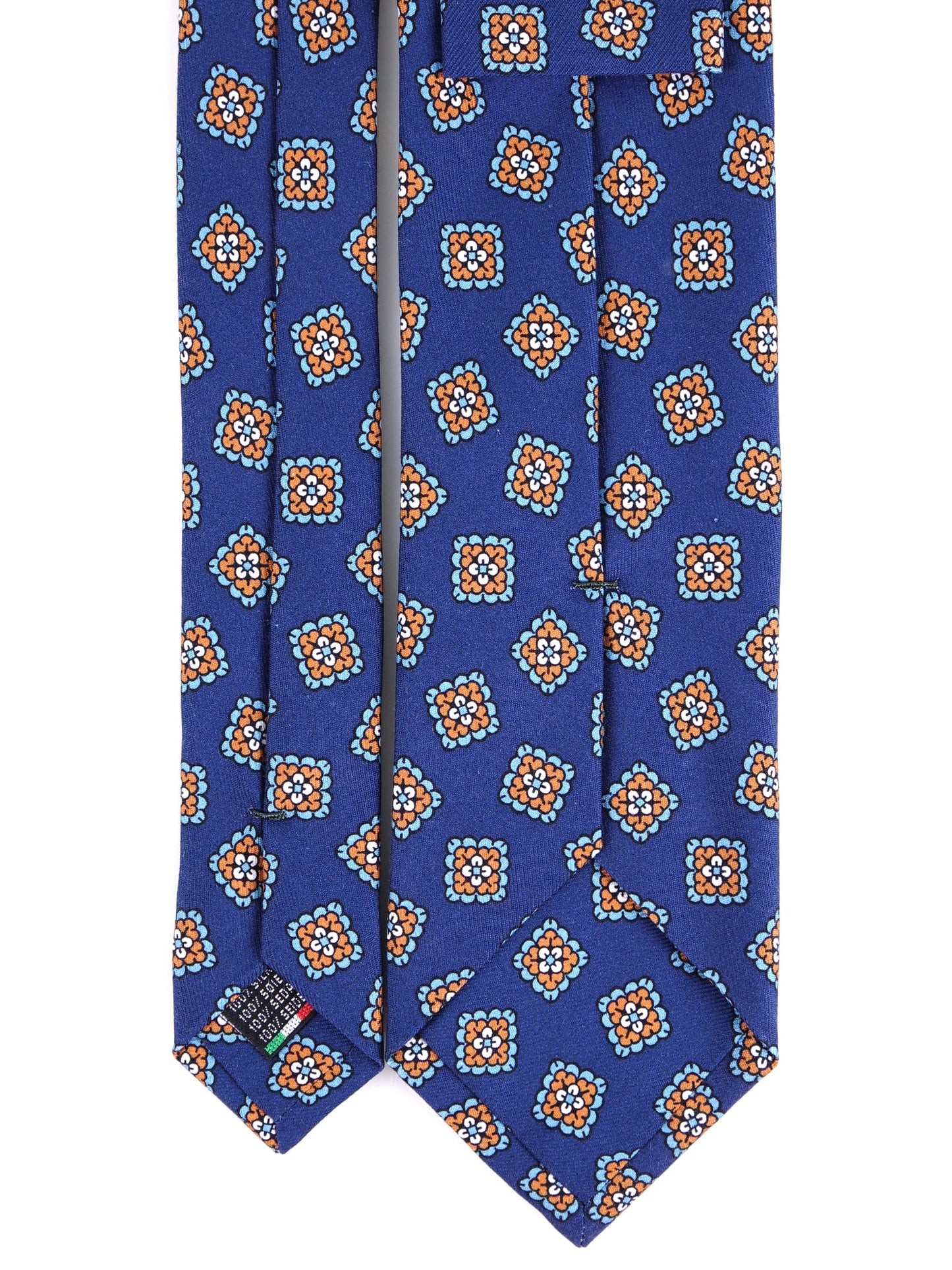 LEMBO 3 Fold Blue Madder Silk Tie