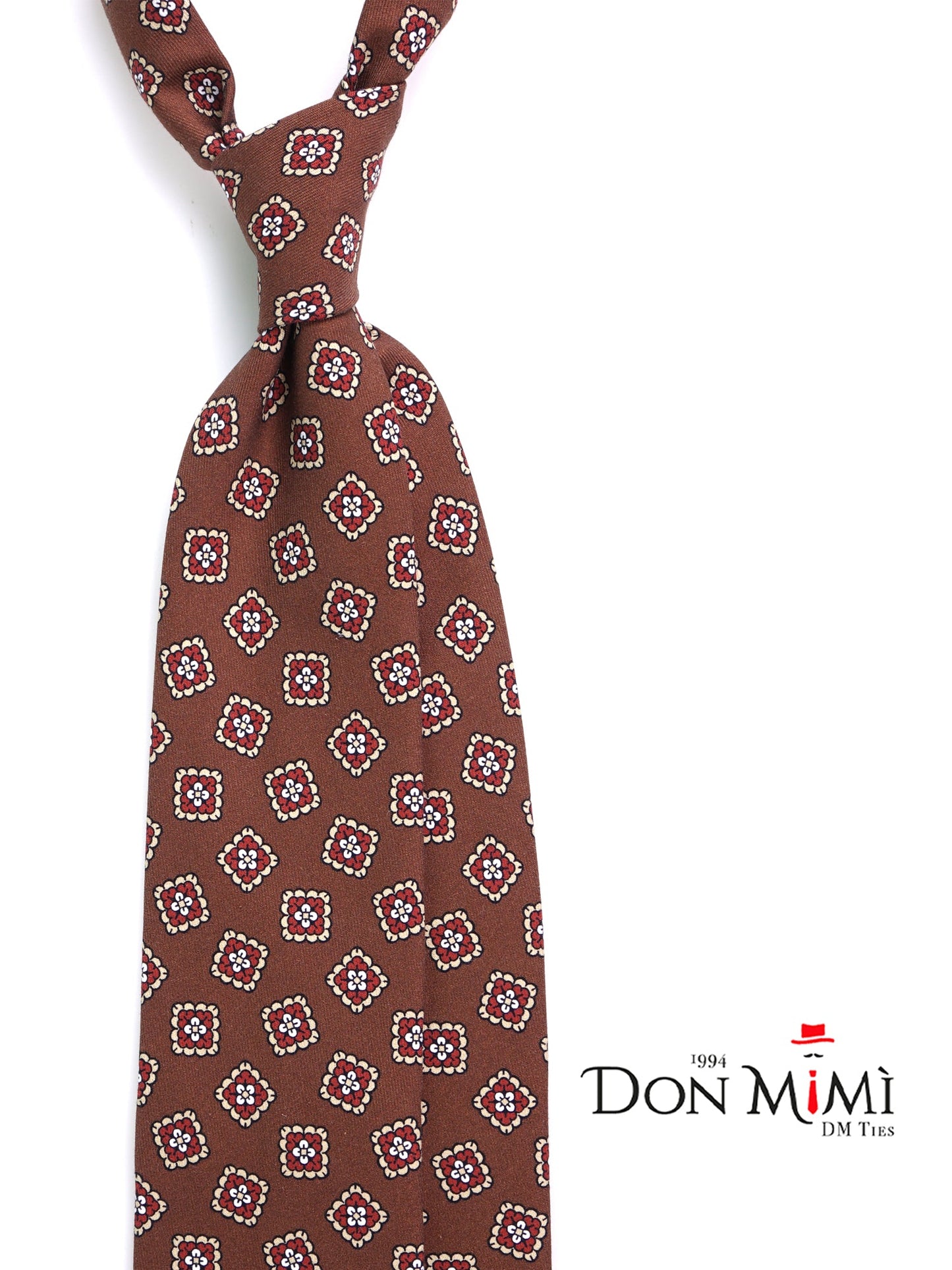 LEMBO Brown Madder Silk 3-fold Tie