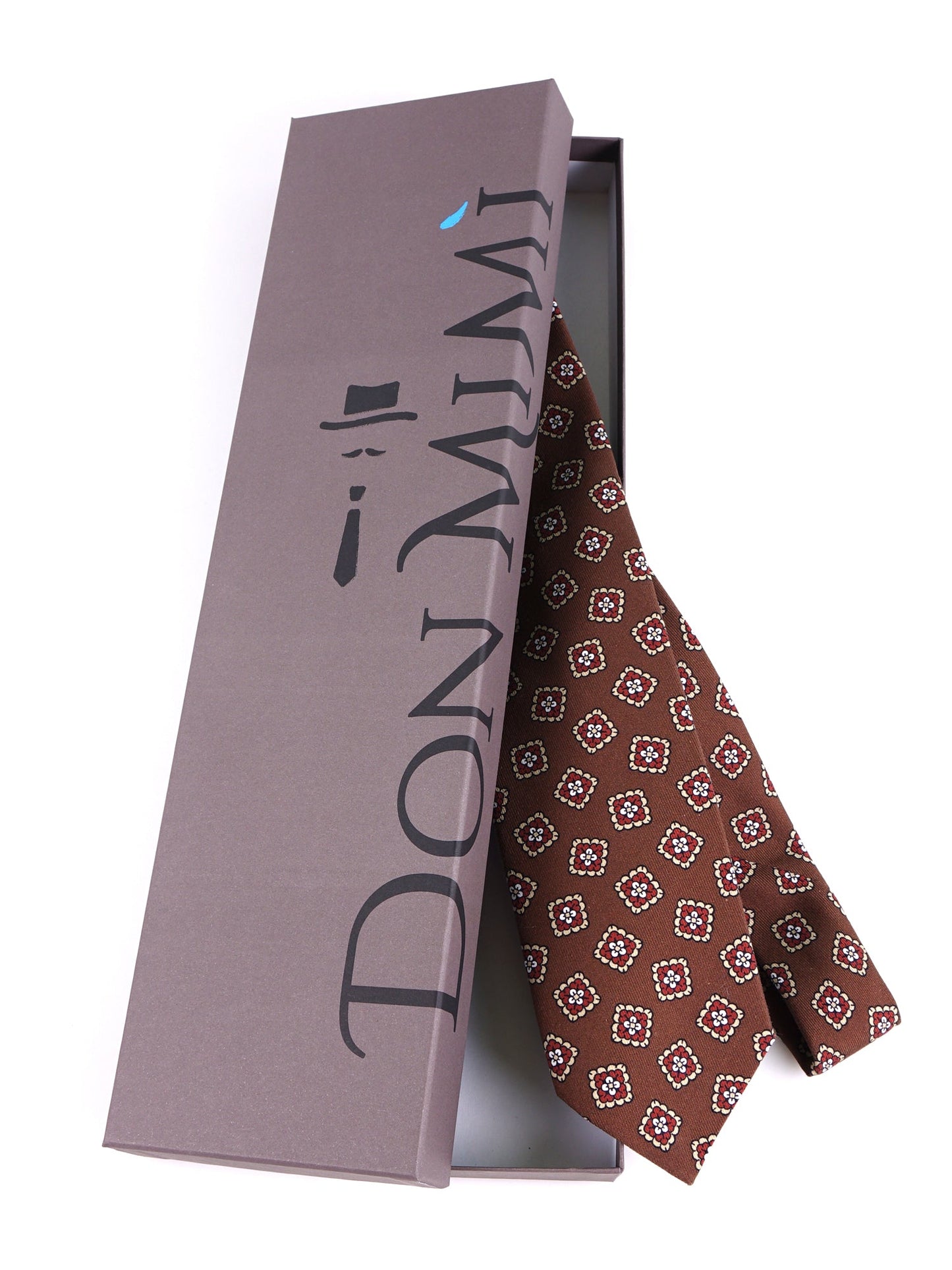 LEMBO Brown Madder Silk 3-fold Tie