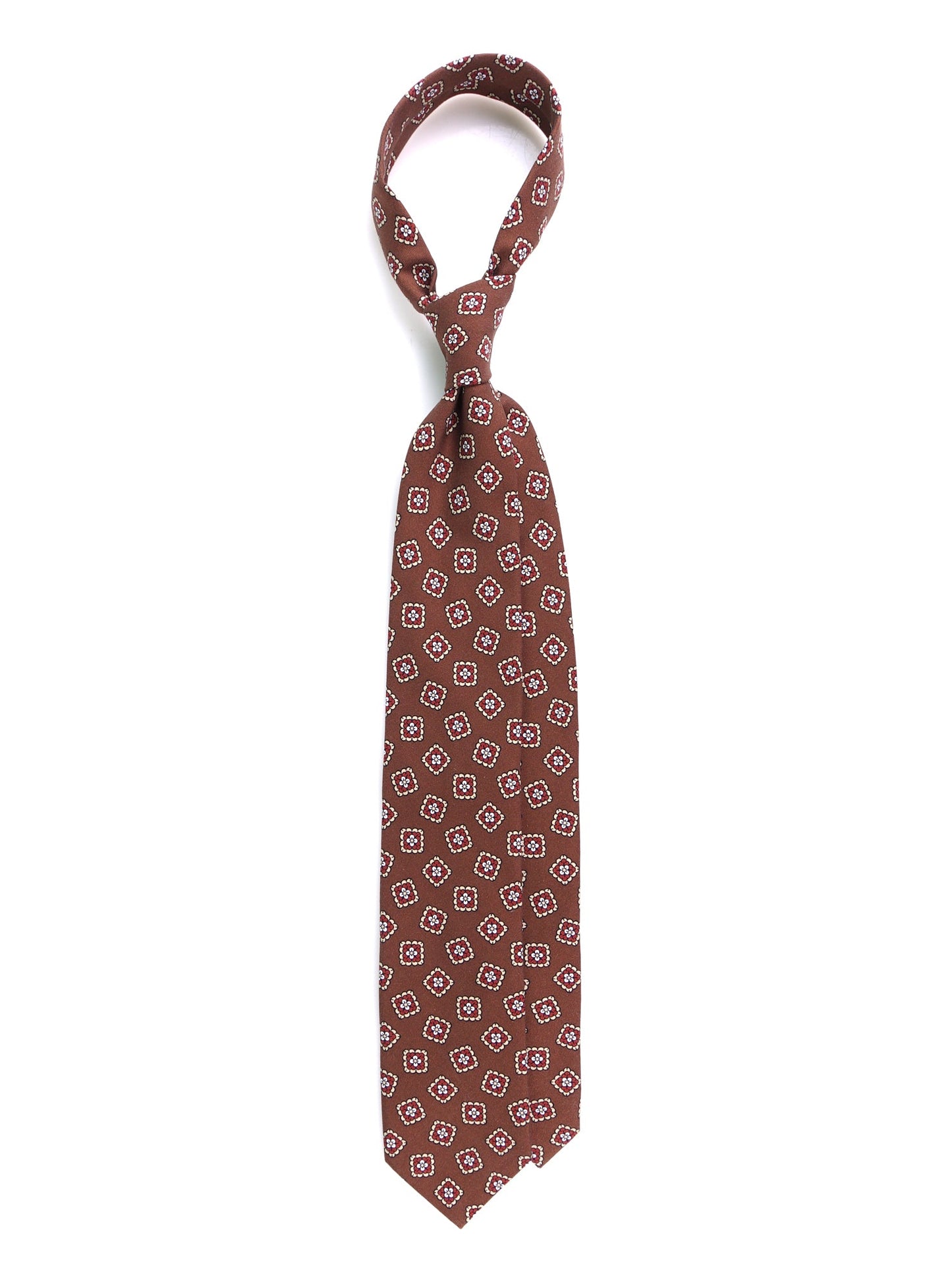LEMBO Brown Madder Silk 3-fold Tie