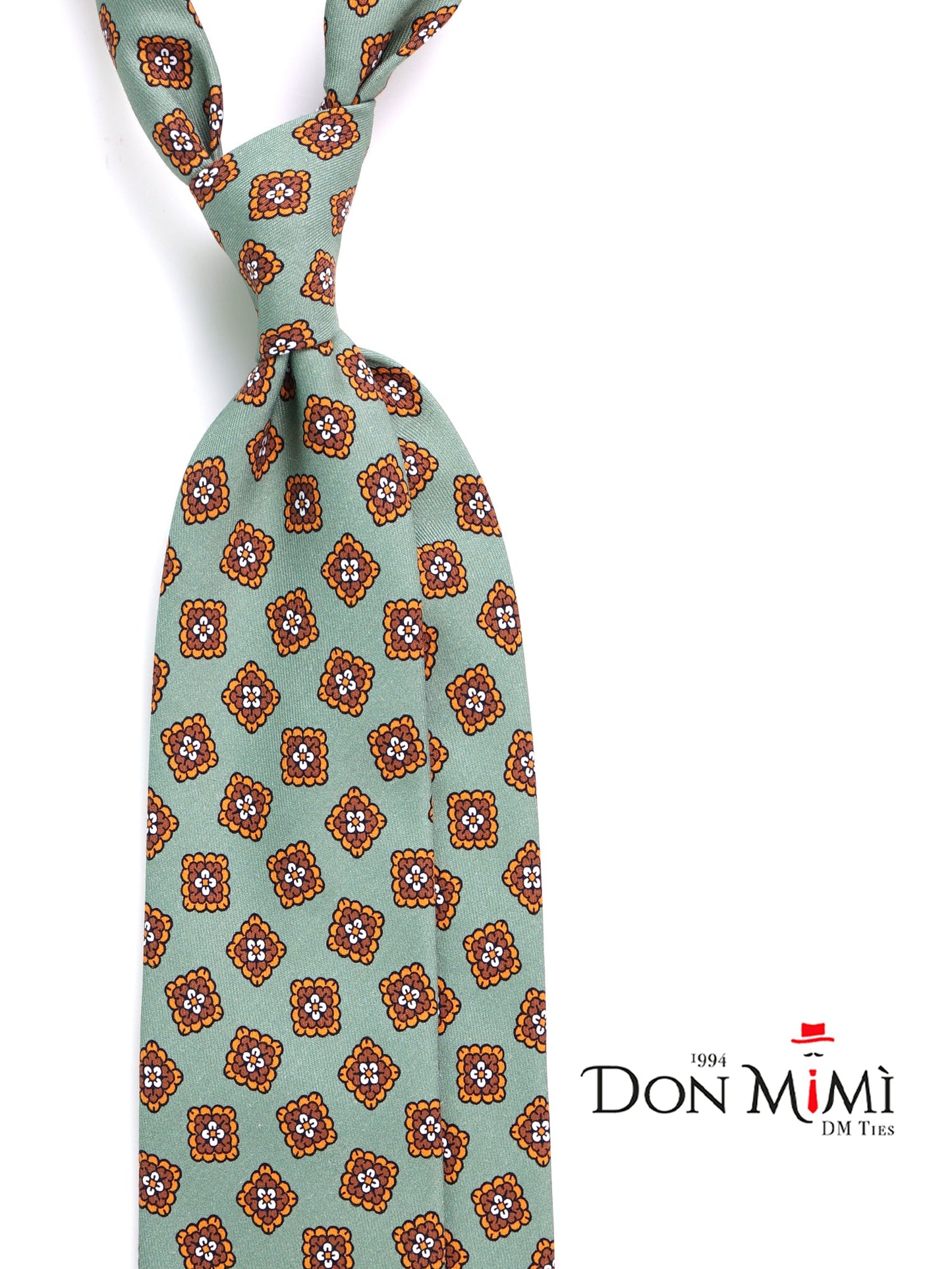 LEMBO Green Madder Silk 3 fold Tie