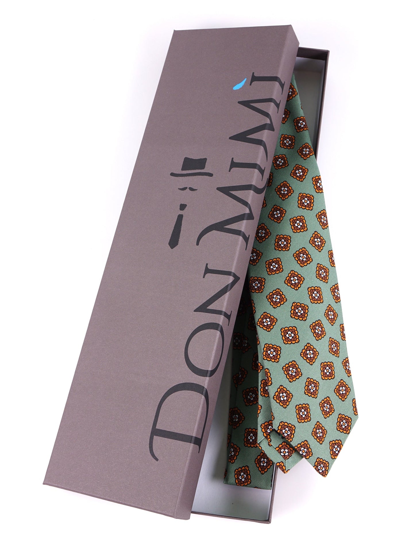 LEMBO Green Madder Silk 3 fold Tie