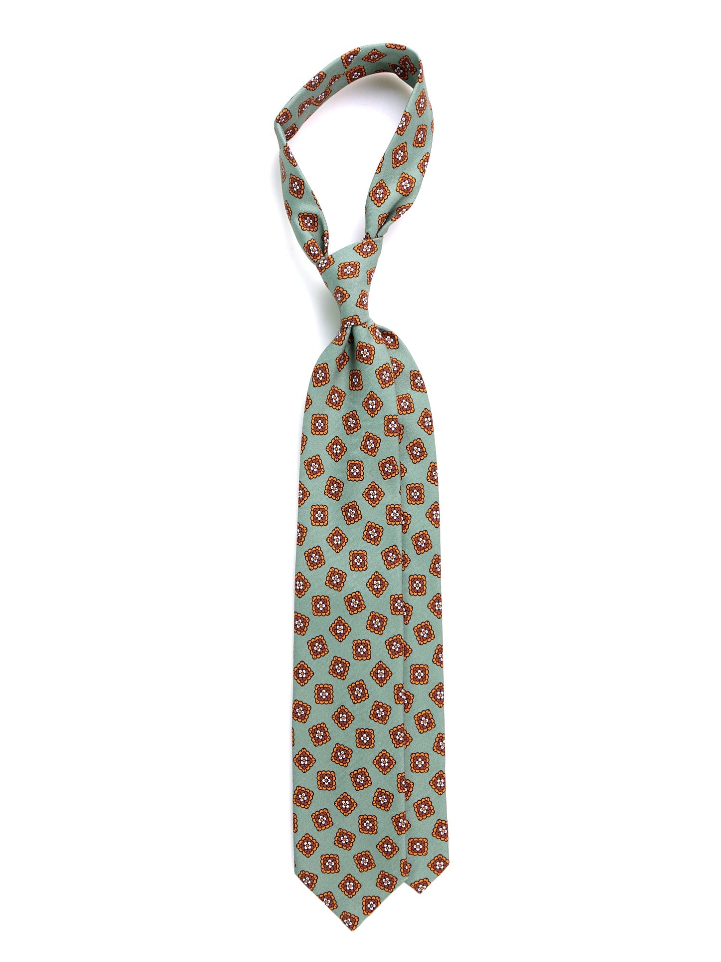 LEMBO Green Madder Silk 3 fold Tie