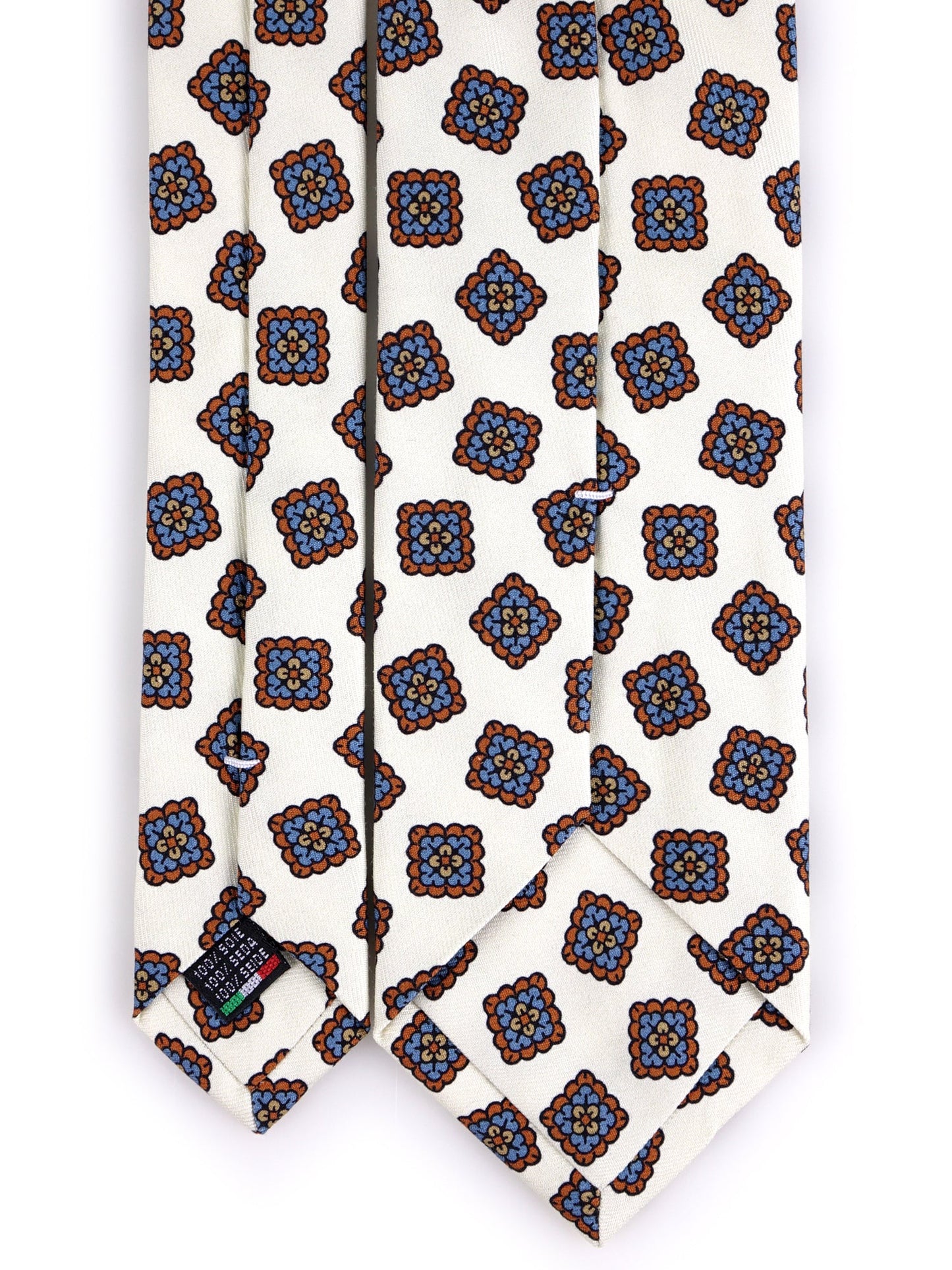 LEMBO 3 fold white madder silk tie