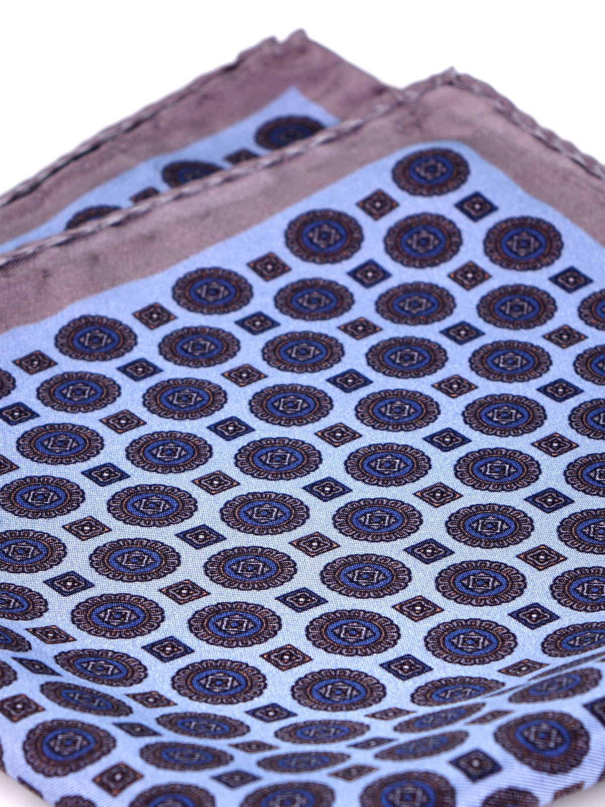 Light blue printed silk pocket square LESSON
