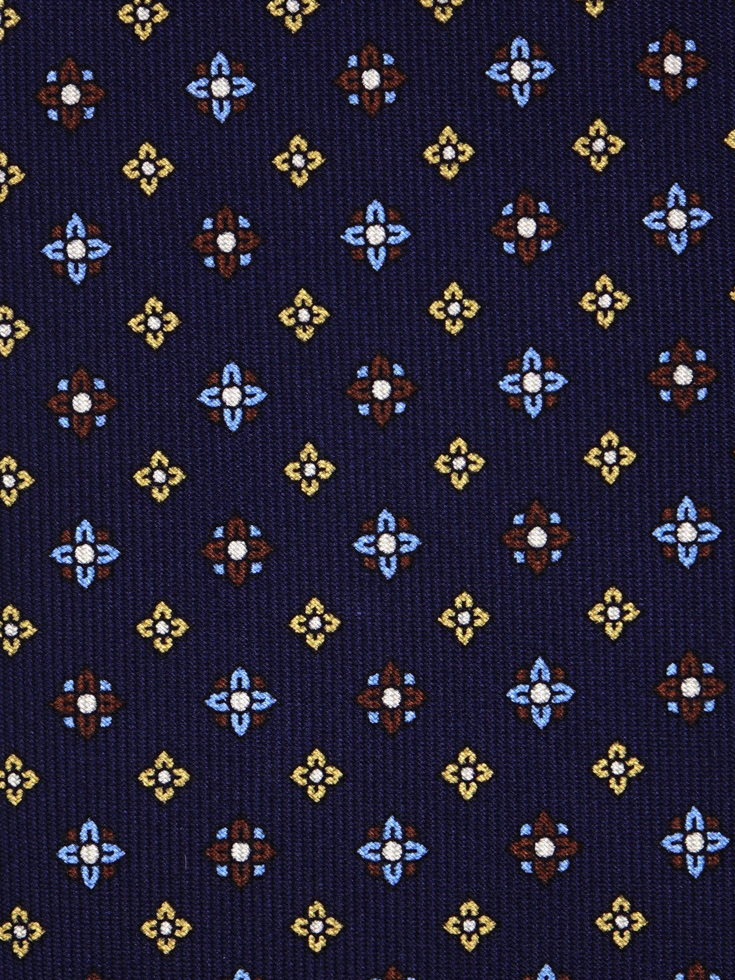 LEUTUM 7 Fold Tie English printed silk dark blue