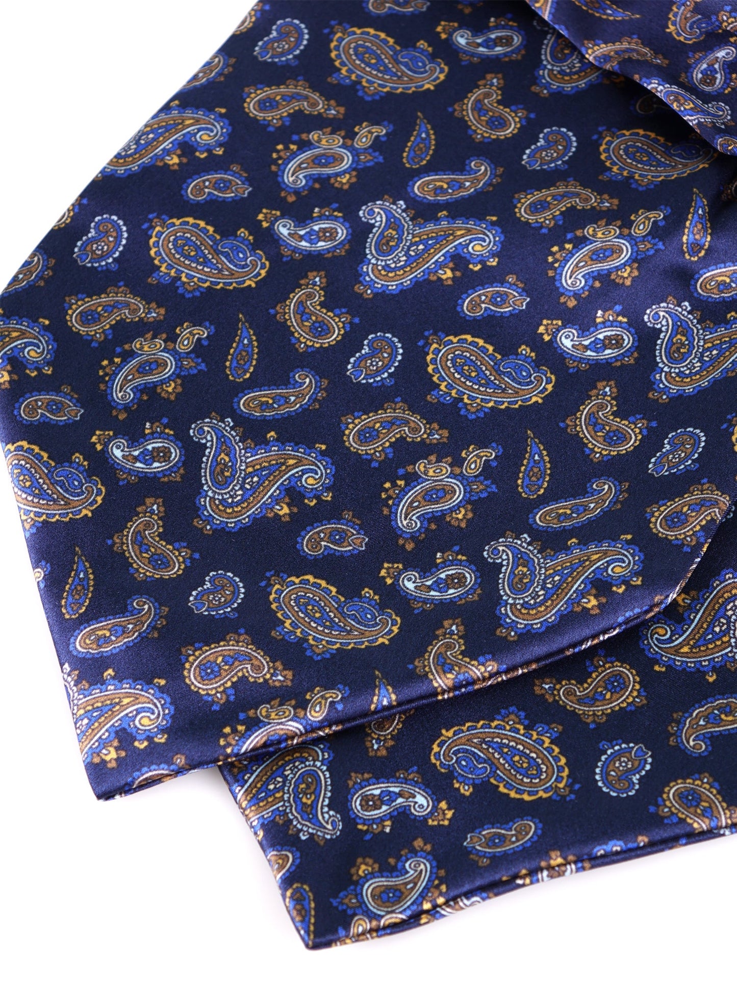 LEVIOSO blue printed silk satin double-pointed ascot