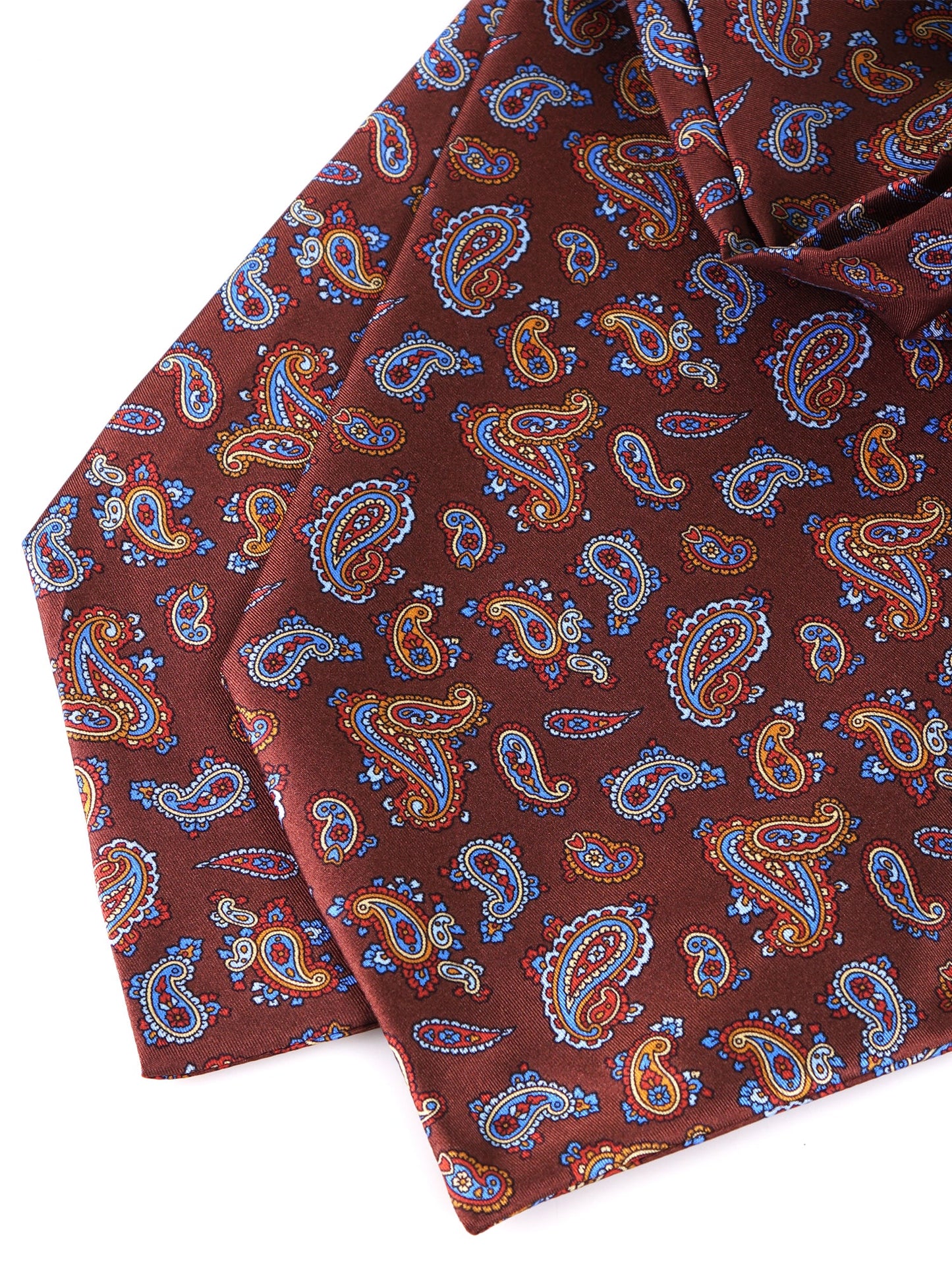 LEVIOSO brown printed satin silk double-pointed ascot