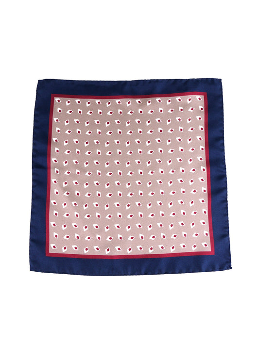 Beige printed silk pocket square LEVRAM