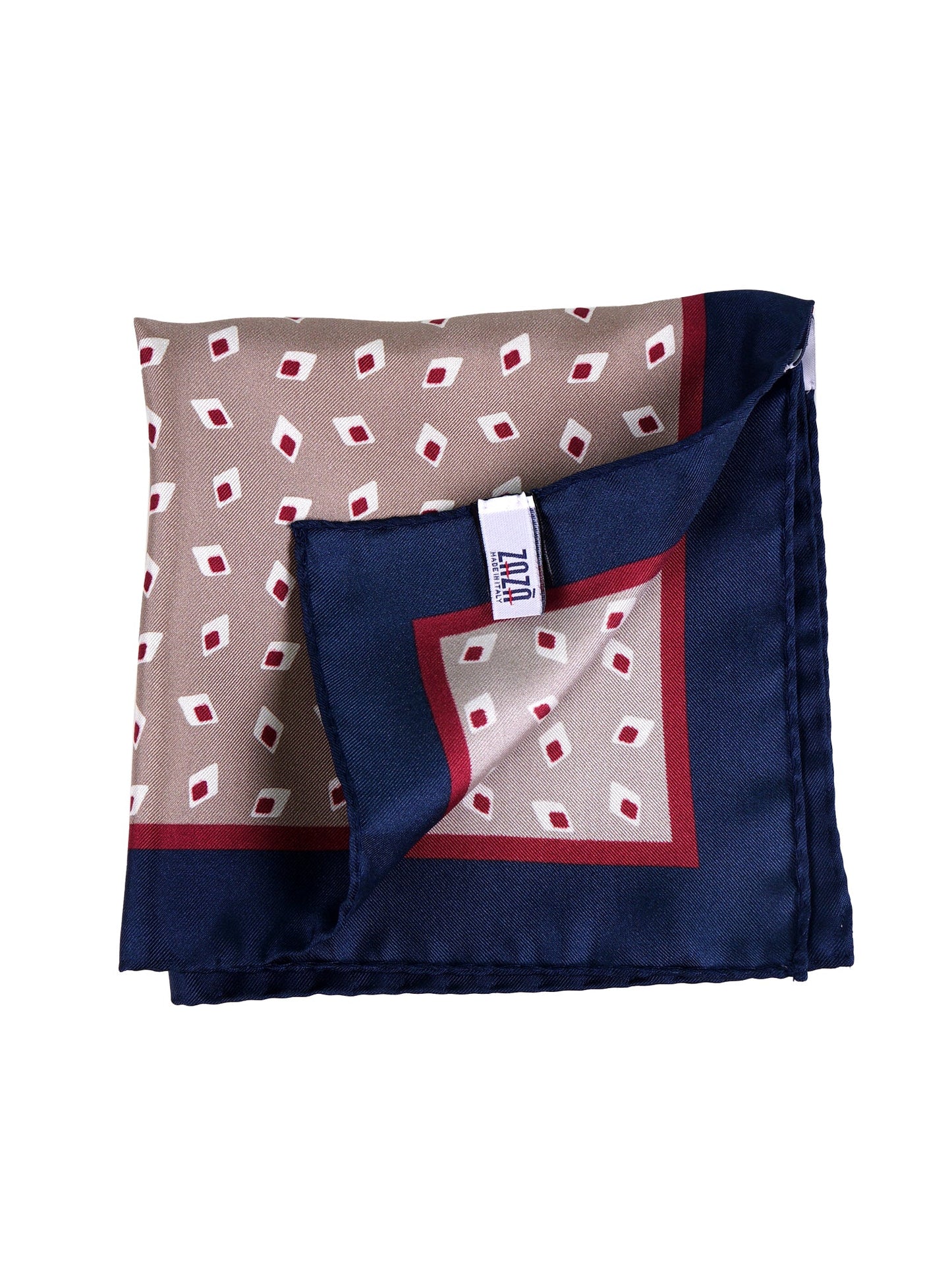 Beige printed silk pocket square LEVRAM