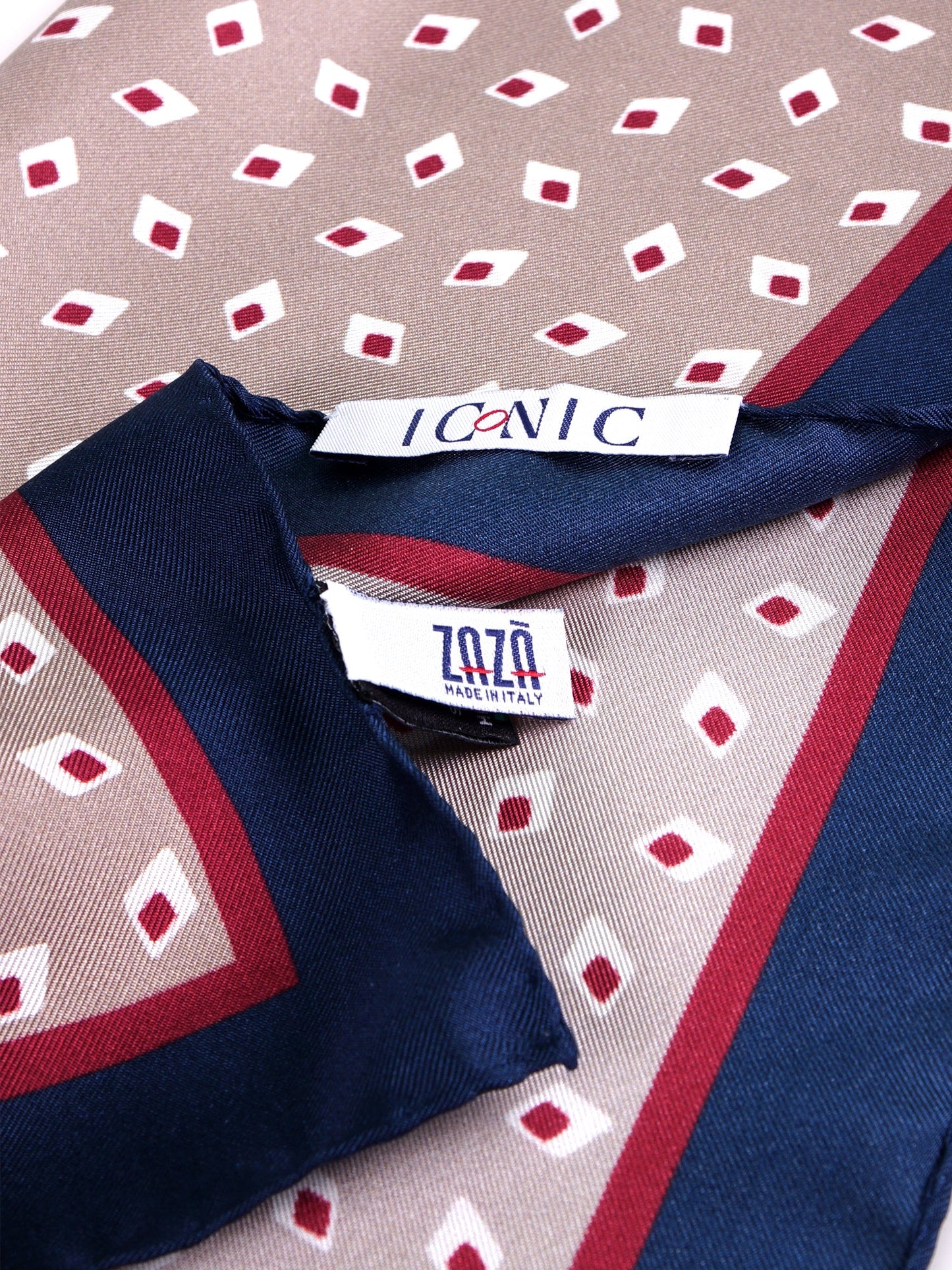Beige printed silk pocket square LEVRAM