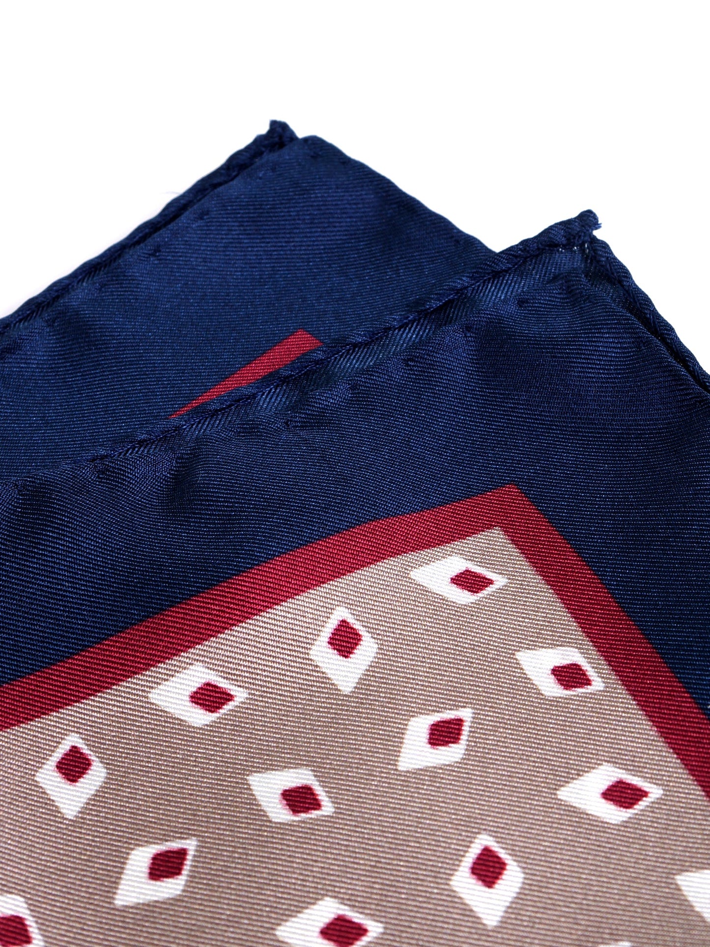 Beige printed silk pocket square LEVRAM