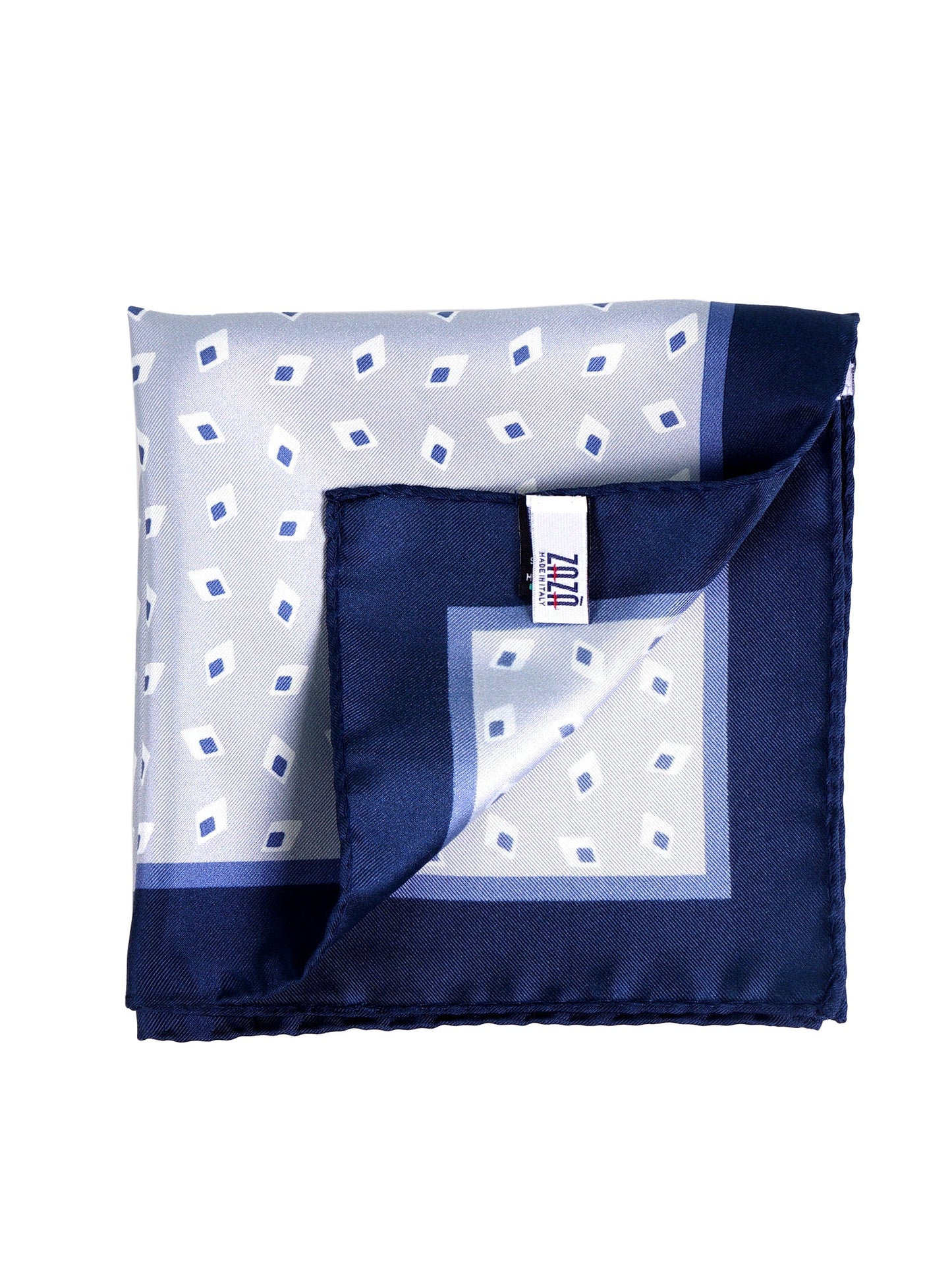 Grey printed silk pocket square LEVRAM
