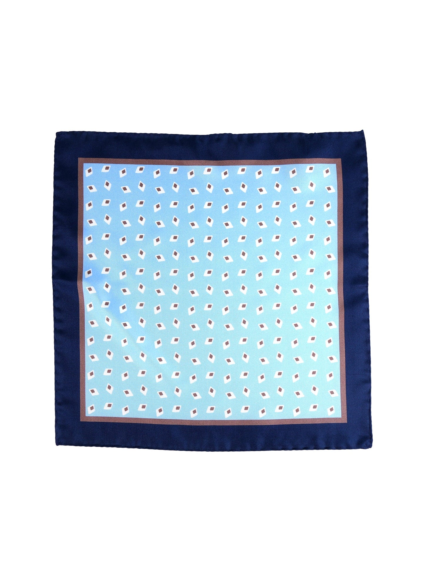 LEVRAM pocket square in light blue printed silk