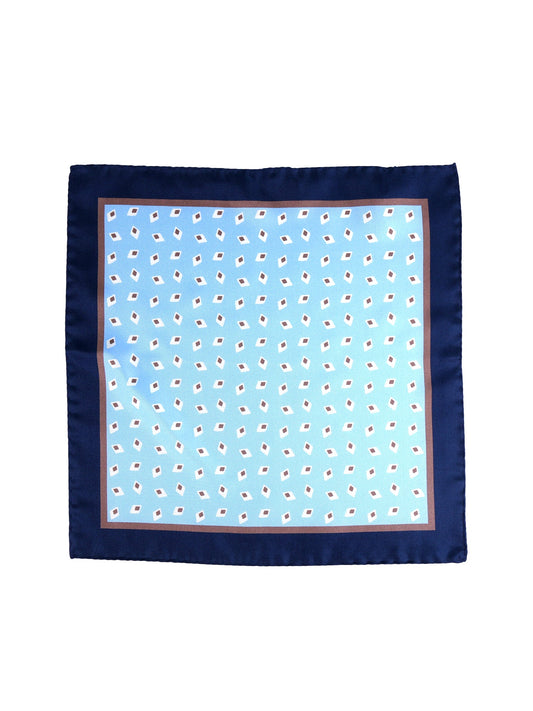 LEVRAM pocket square in light blue printed silk
