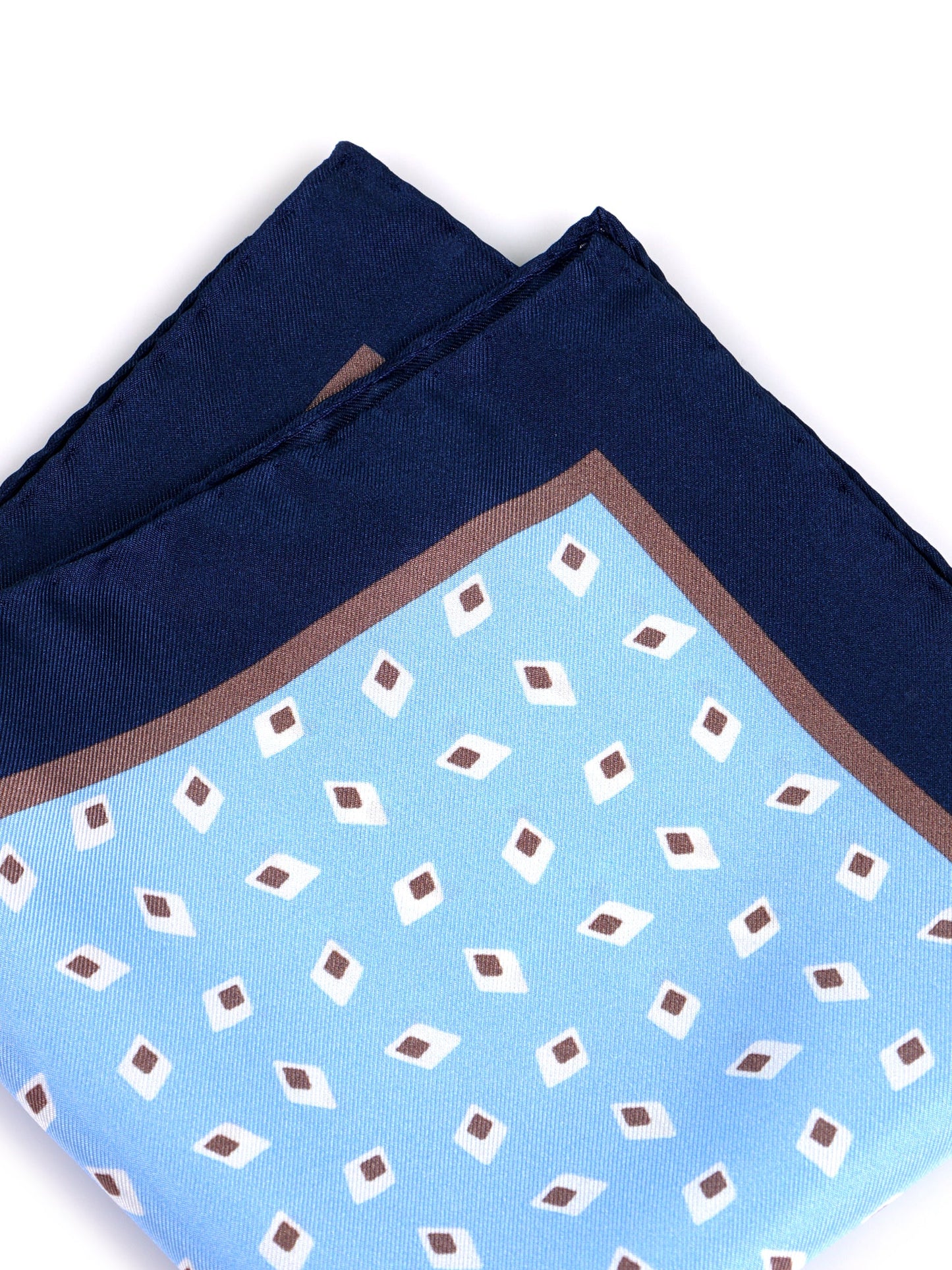 LEVRAM pocket square in light blue printed silk