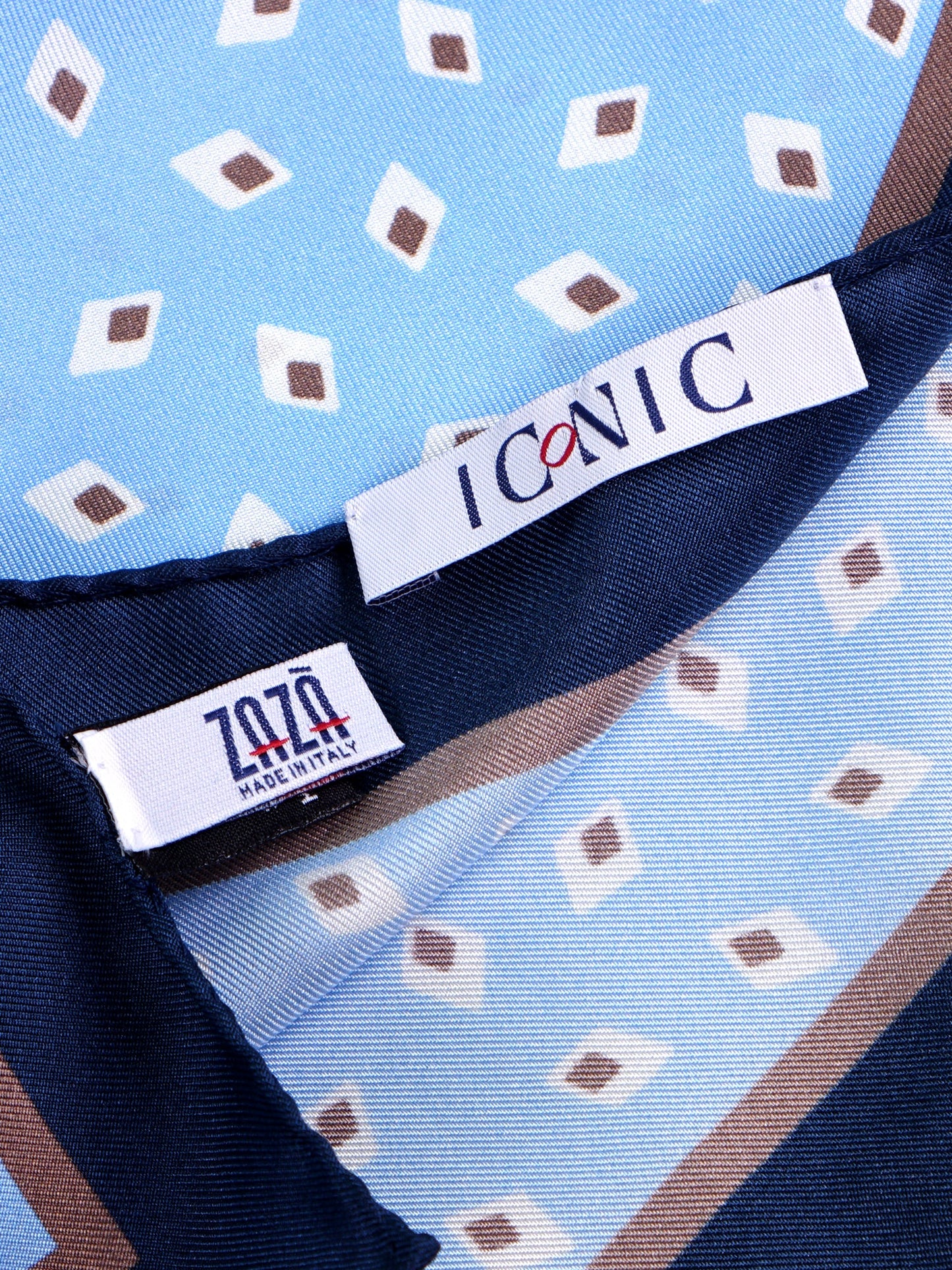 LEVRAM pocket square in light blue printed silk