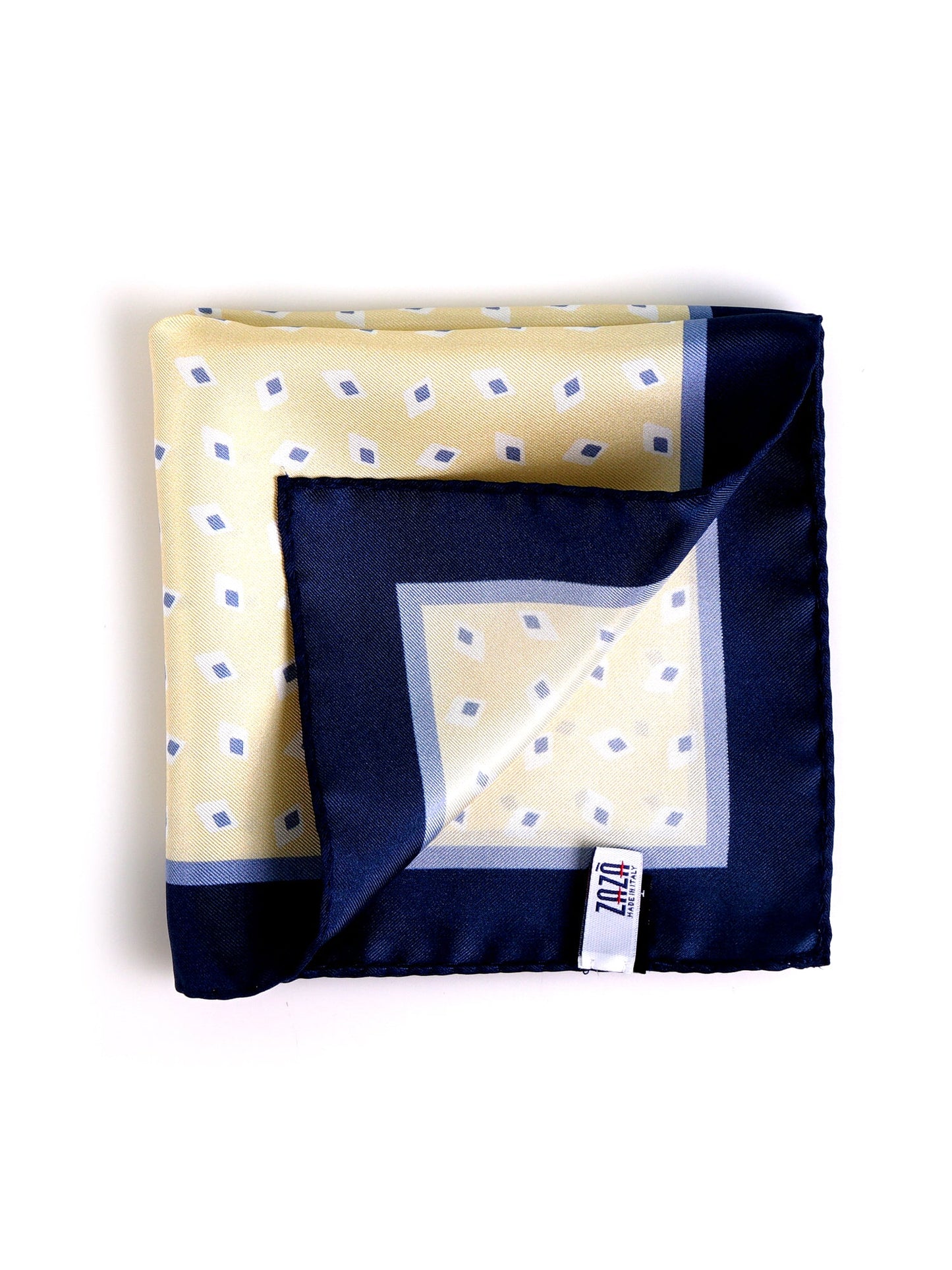 Yellow printed silk pocket square LEVRAM