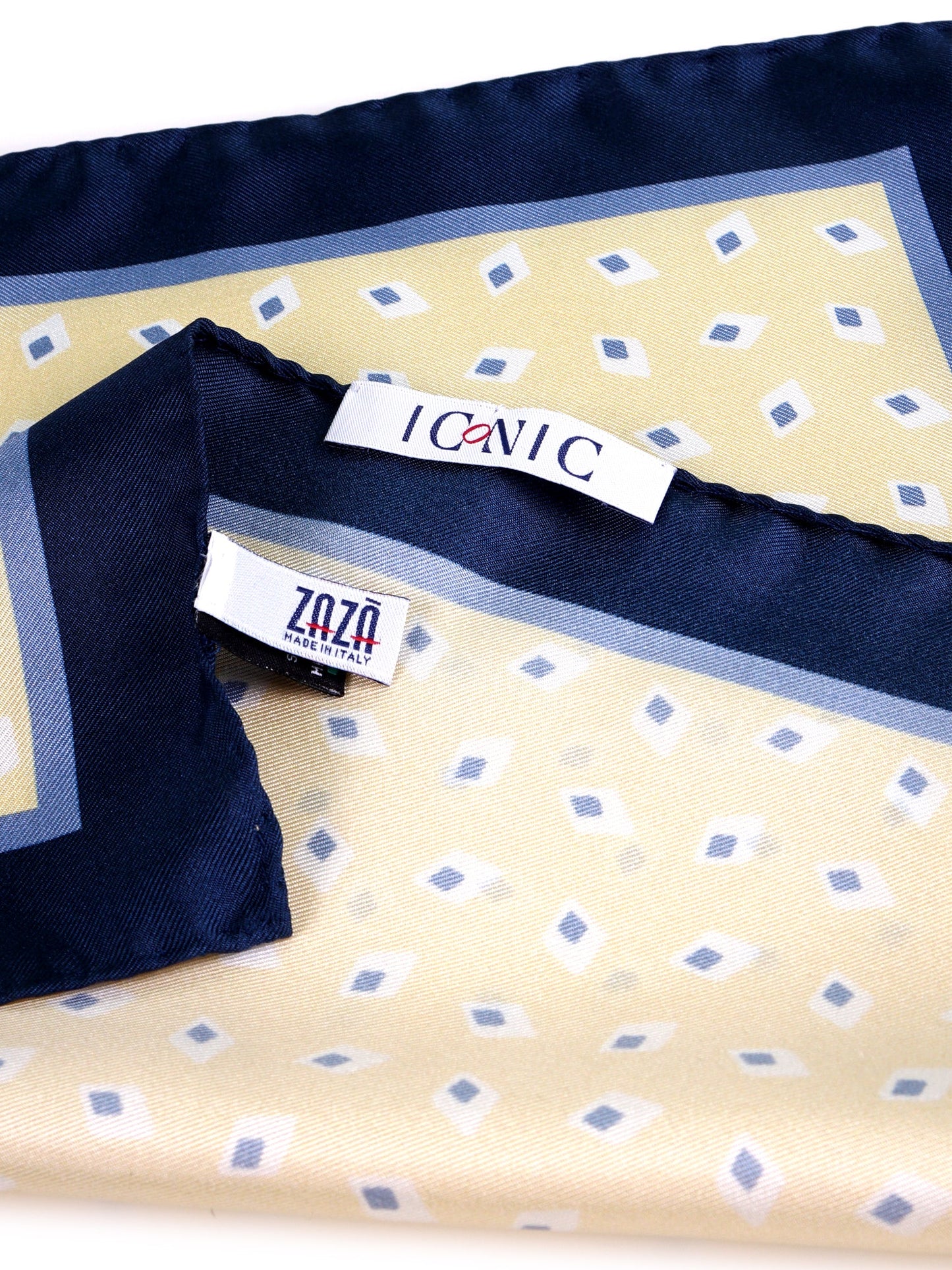 Yellow printed silk pocket square LEVRAM