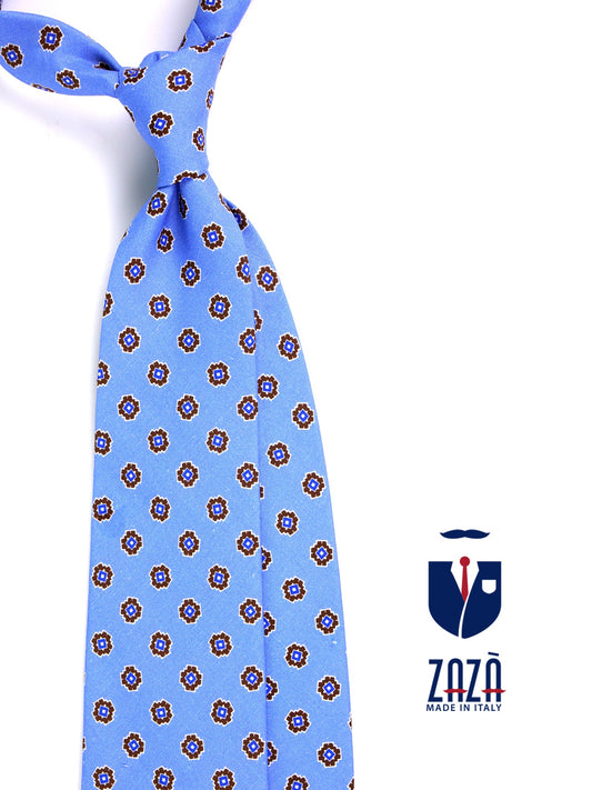 Unlined 3-fold LEX silk\linen tie light blue