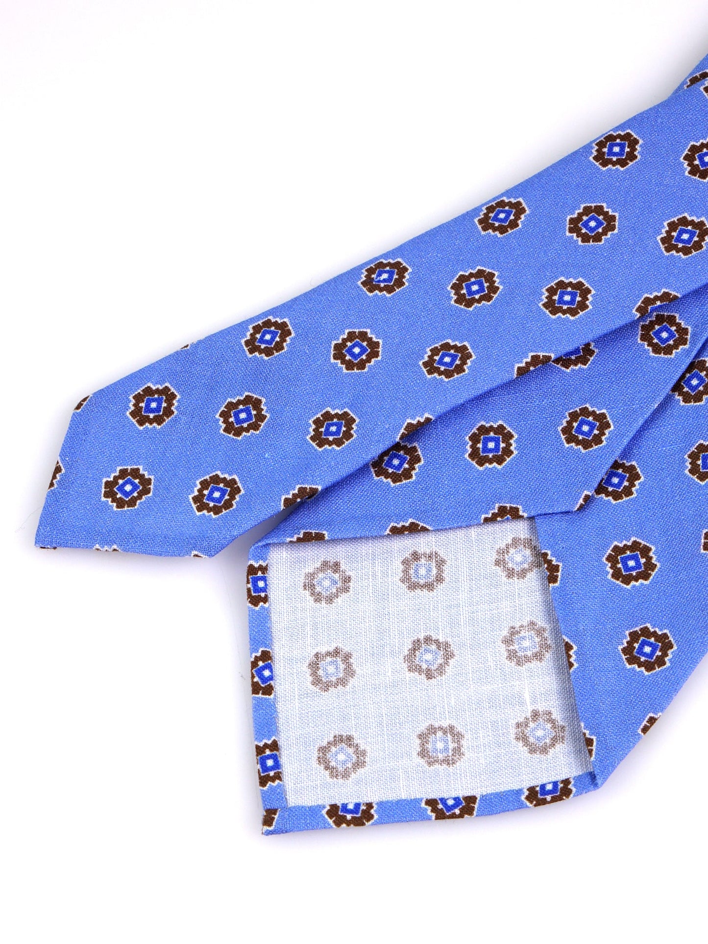 Unlined 3-fold LEX silk\linen tie light blue
